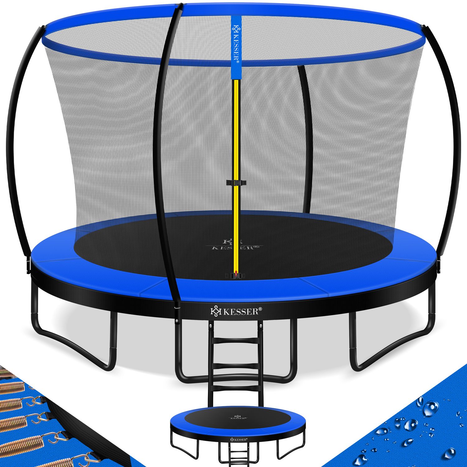 KESSER&reg; Trampolin Gartentrampolin | T&Uuml;V Rheinland GS Zertifiziert | Kindertrampolin bis 150 kg | Komplettset mit Sicherheitsnetz, Leiter, Randabdeckung, Seitentasche & Zubeh&ouml;r - Bild 1