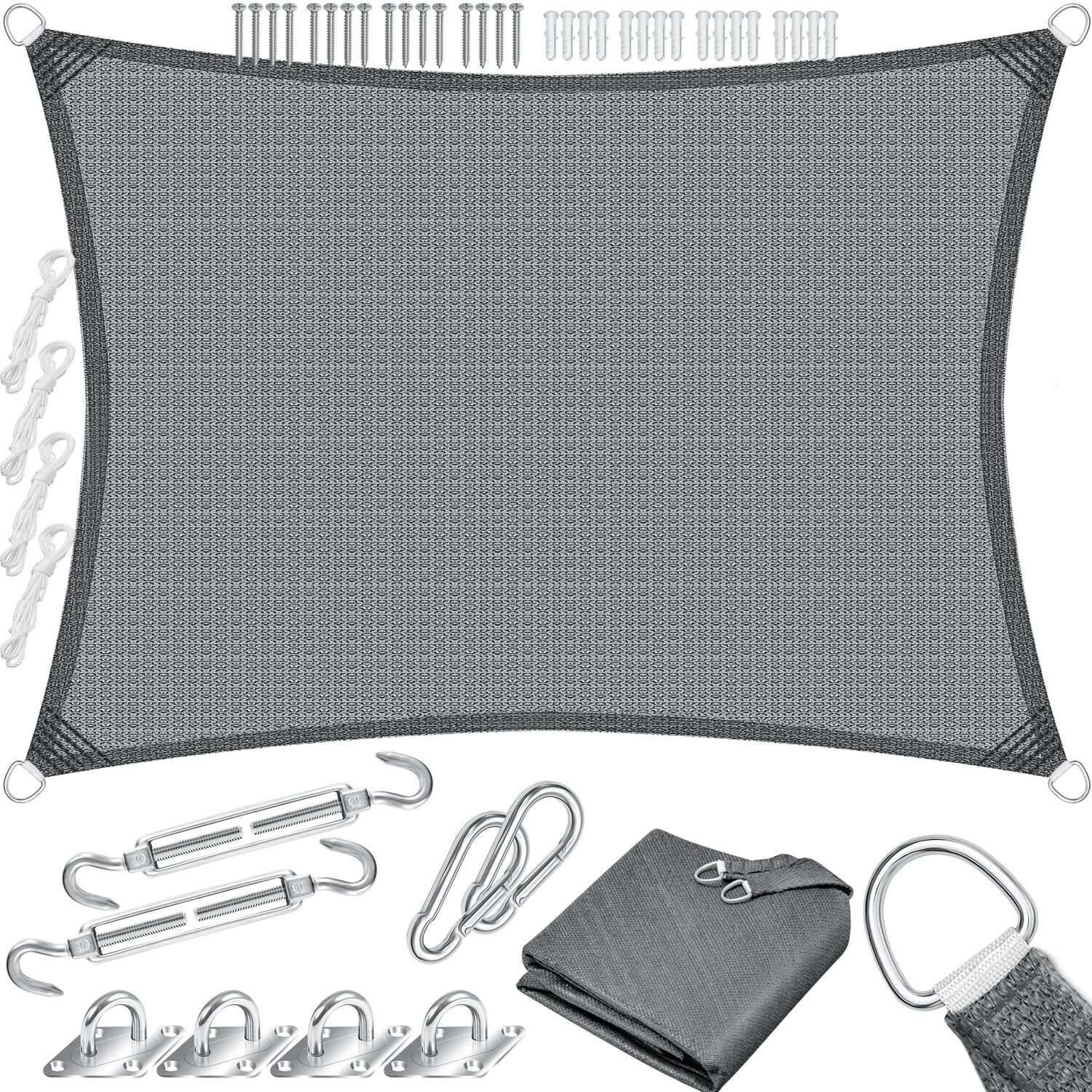 KESSER® Sonnensegel Sonnenschutz Windschutz   HDPE Gewebe   wasserabweisend & windabweisend   5-Fach quer vernäht robust & stabil Schattenspender Garten Balkon Terrasse | 04255598311083