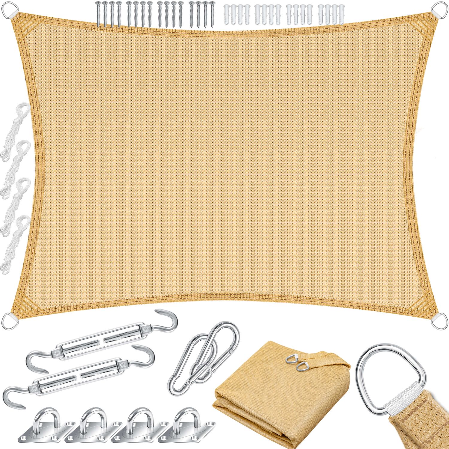 KESSER&reg; Sonnensegel Sonnenschutz Windschutz | HDPE Gewebe | wasserabweisend & windabweisend | 5-Fach quer vern&auml;ht robust & stabil Schattenspender Garten Balkon Terrasse - Bild 1