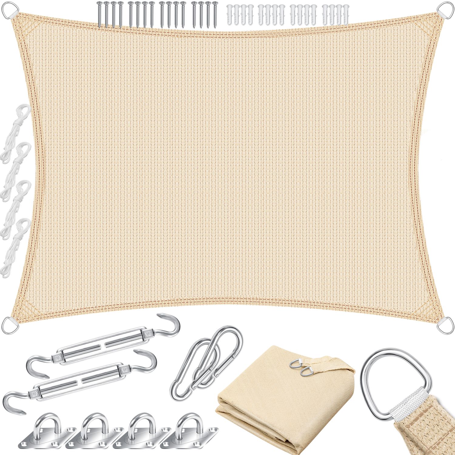 KESSER&reg; Sonnensegel Sonnenschutz Windschutz | HDPE Gewebe | wasserabweisend & windabweisend | 5-Fach quer vern&auml;ht robust & stabil Schattenspender Garten Balkon Terrasse - Bild 1