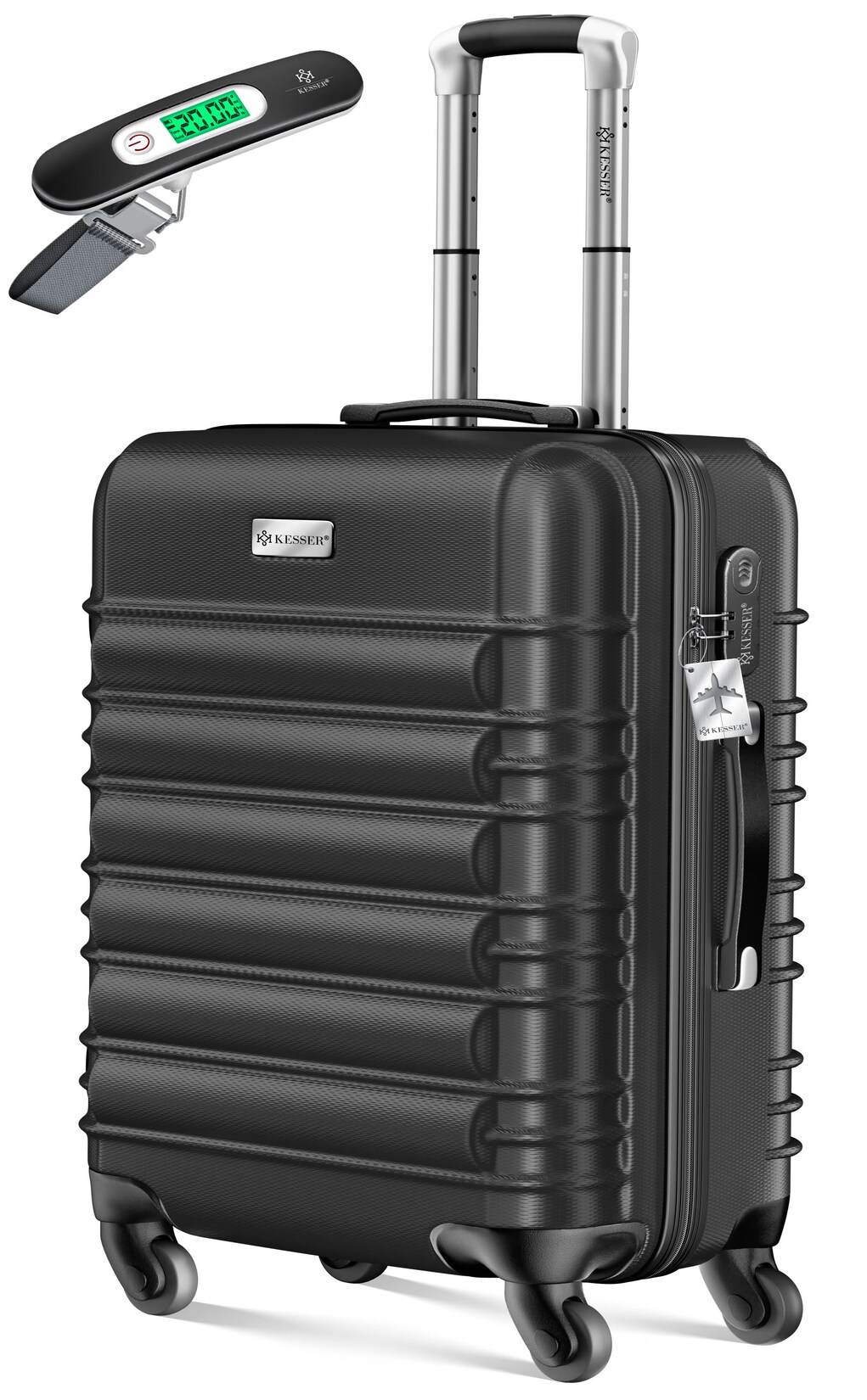 KESSER® Reisekoffer Hartschalen-Koffer Inkl. Kofferwaage + Gepäckanhänger Trolley Gepäck Rollkoffer Zahlenschloss 4 Rollen ABS-Hartschale Teleskopgriff