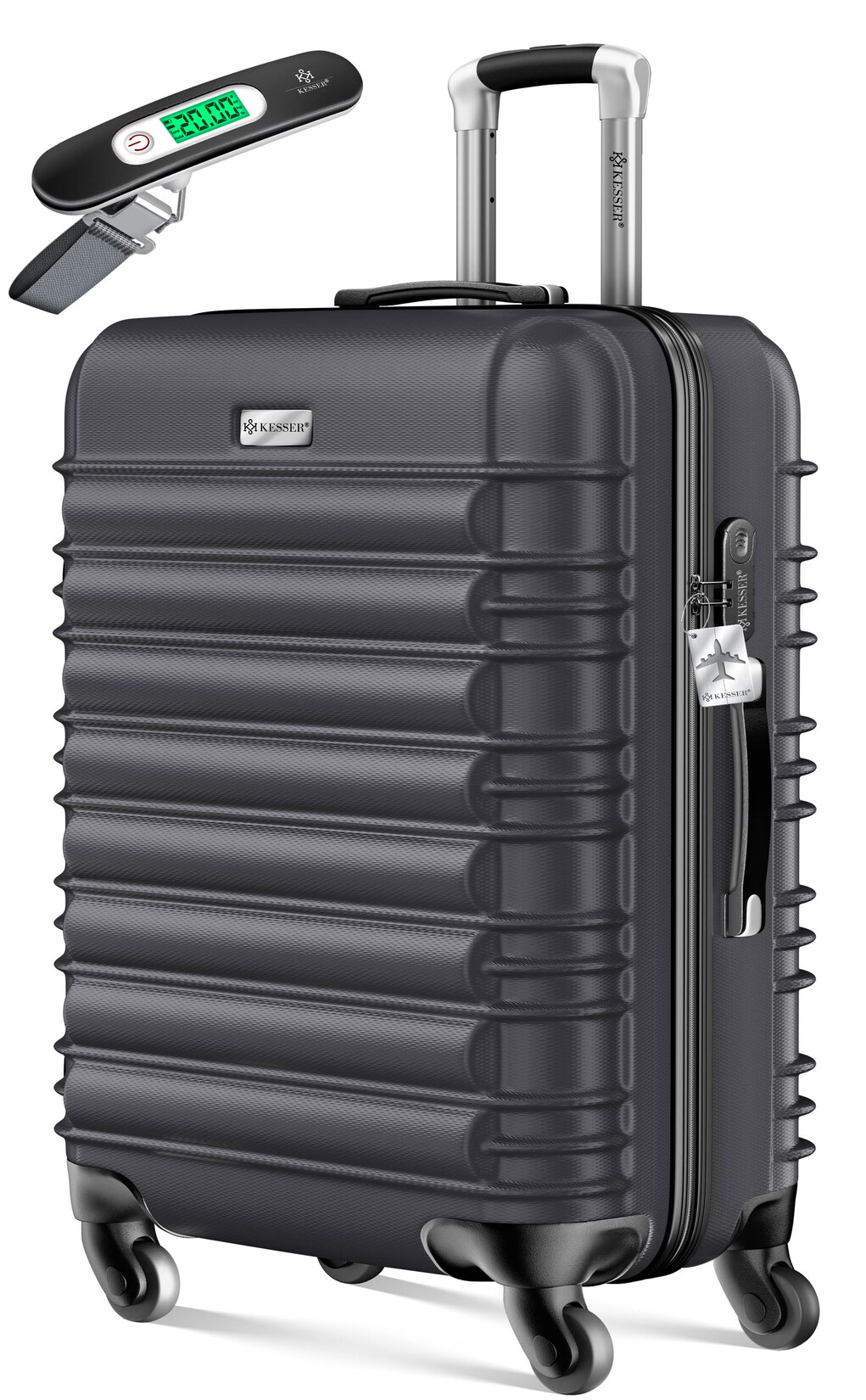 KESSER® Reisekoffer Hartschalen-Koffer Inkl. Kofferwaage + Gepäckanhänger Trolley Gepäck Rollkoffer Zahlenschloss 4 Rollen ABS-Hartschale Teleskopgriff