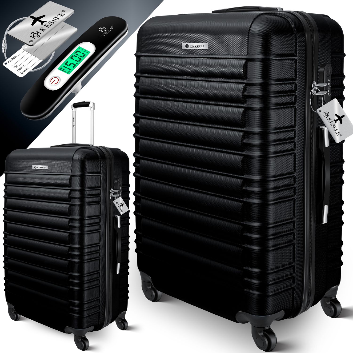 KESSER&reg; Reisekoffer Hartschalen-Koffer Inkl. Kofferwaage + Gep&auml;ckanh&auml;nger Trolley Gep&auml;ck Rollkoffer Zahlenschloss 4 Rollen ABS-Hartschale Teleskopgriff - Bild 1