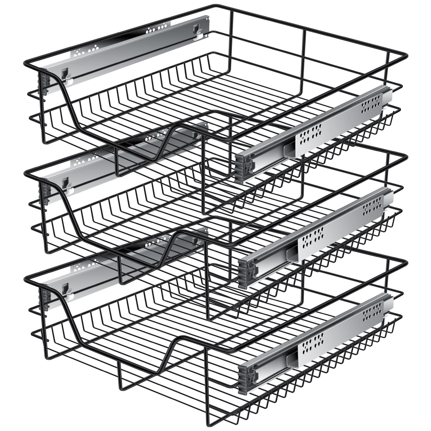 KESSER® Teleskopschublade 30-60cm Schrankbreite verchromt aus Edelstahl Schubladeneinsatz für Küchenschrank Korbauszug Schrankauszug