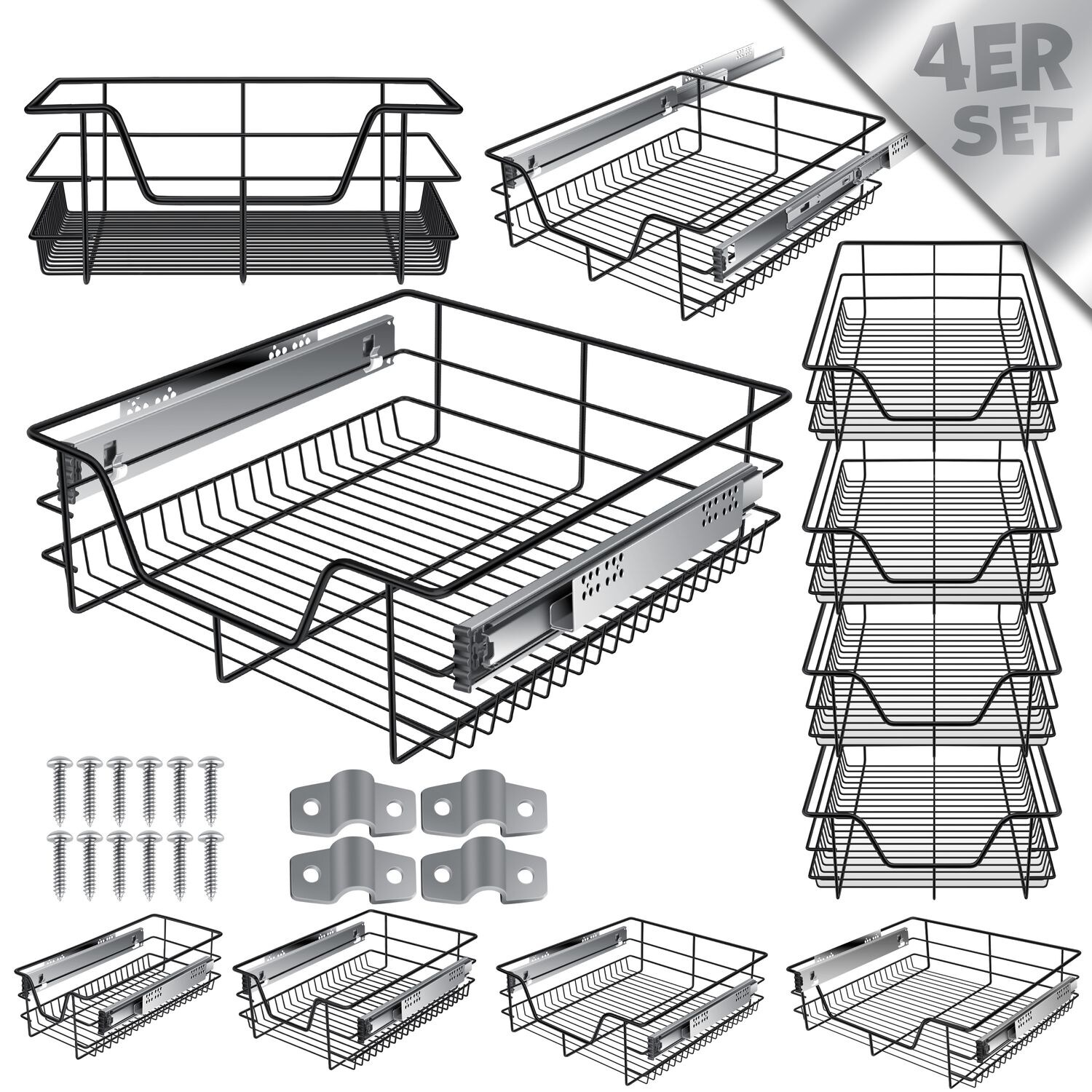 KESSER® Teleskopschublade ? Küchenschublade ? Küchenschrank ? Korbauszug ? Schrankauszug ? Vollauszug ? Schublade | 04255598319225