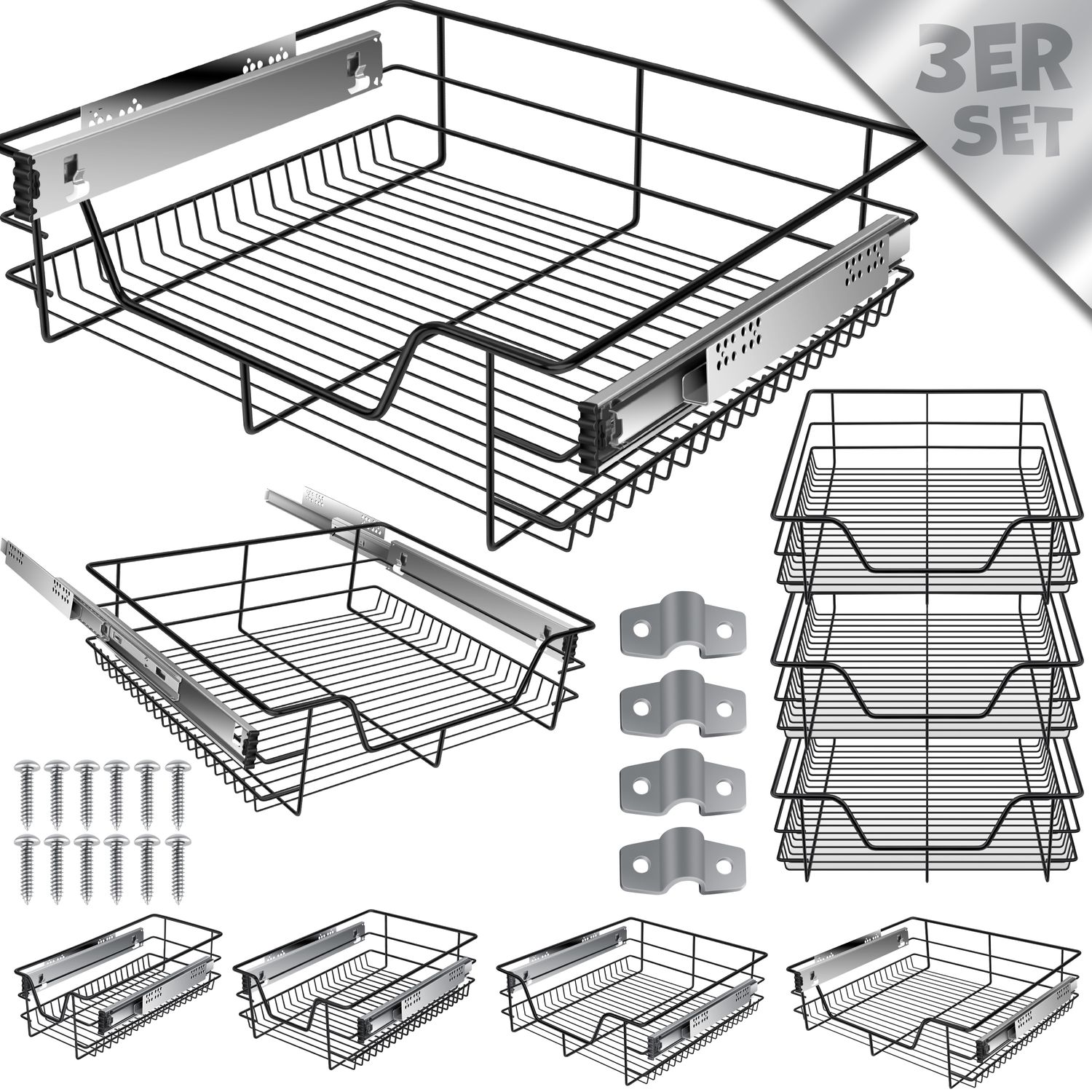 KESSER&reg; Teleskopschublade ? K&uuml;chenschublade ? K&uuml;chenschrank ? Korbauszug ? Schrankauszug ? Vollauszug ? Schublade - Bild 1