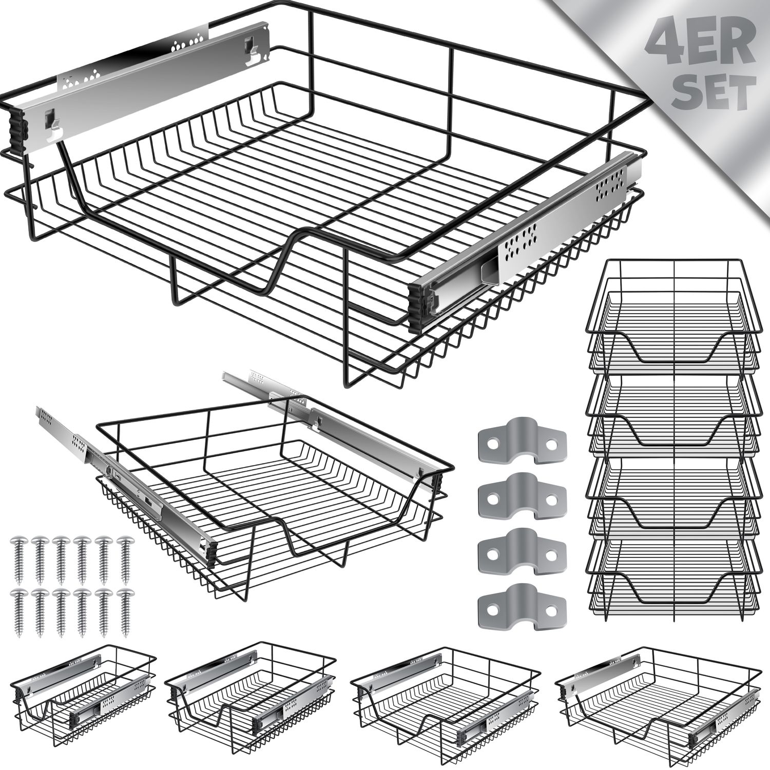KESSER&reg; Teleskopschublade ? K&uuml;chenschublade ? K&uuml;chenschrank ? Korbauszug ? Schrankauszug ? Vollauszug ? Schublade - Bild 1