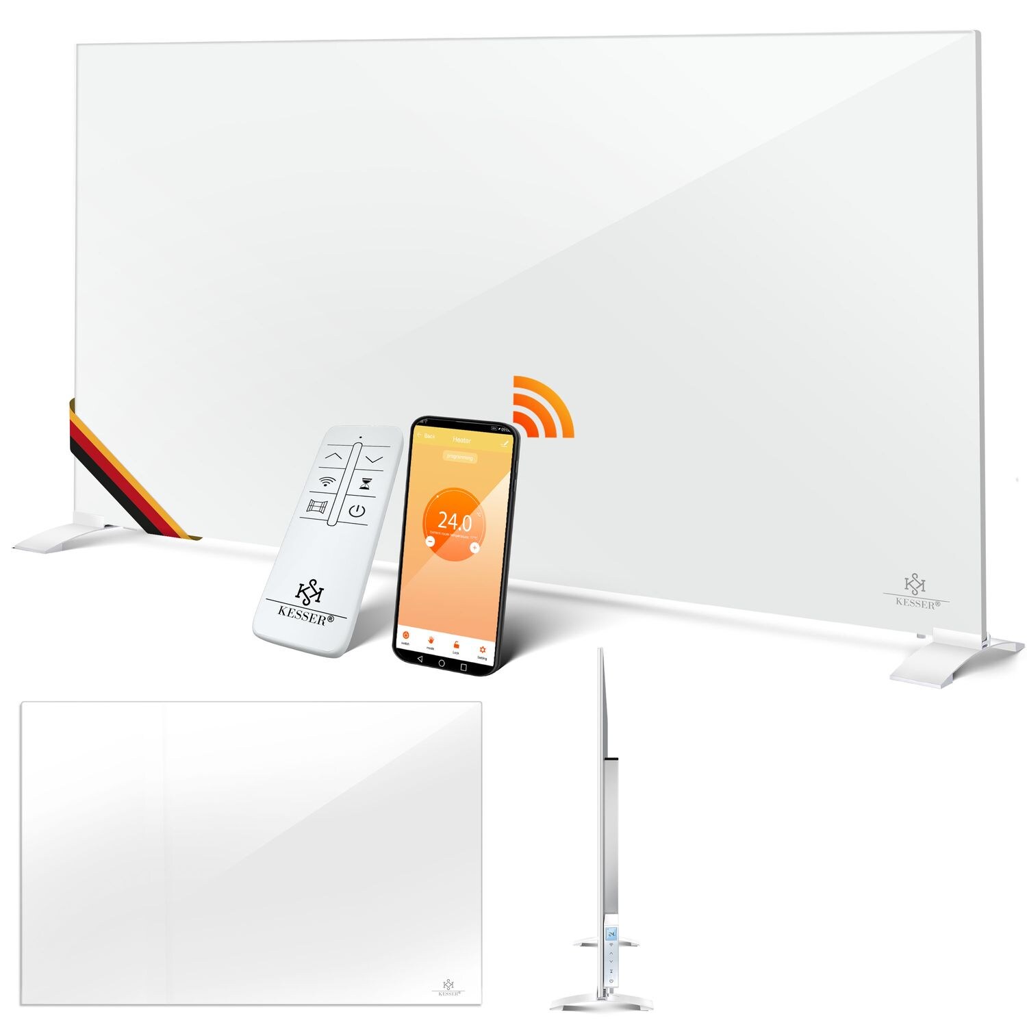 KESSER® Infrarotheizung Aluminiumheizung Energiesparend 2in1 Standgerät & Wandmontage Elektroheizung mit Erkennung Offener Fenster + Fernbedienung & App-Steuerung Thermostat Infrarot Heizpaneel | 04255598322416
