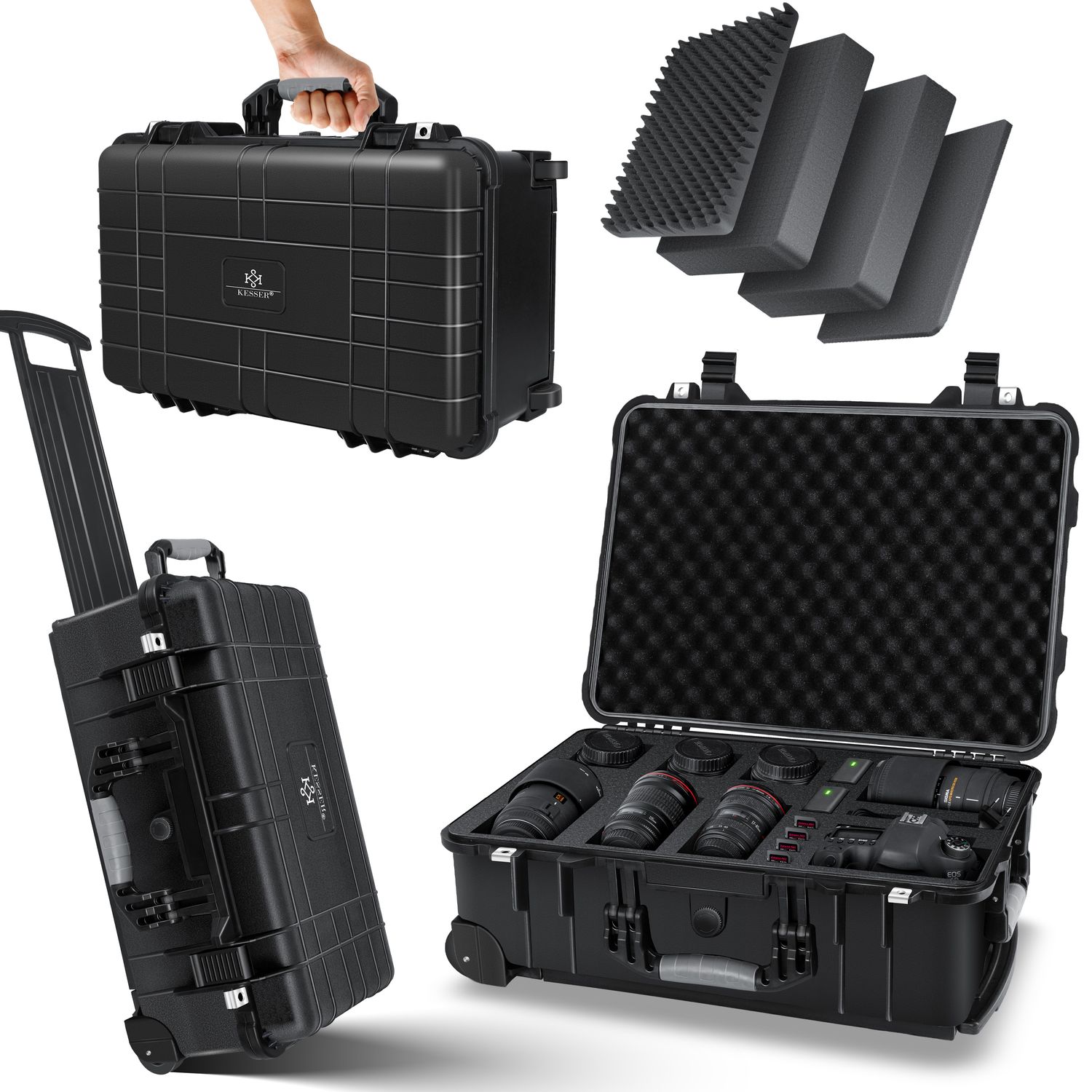 KESSER&reg; Transportkoffer Fotokoffer Werkzeugkoffer mit Schaumstoff, Hartschalen-Kamerakoffer Universalkoffer mit Rollen Teleskopgriff, Wasserdicht Outdoor Trolley, Wetterfest, Sto&szlig;fest - Bild 1