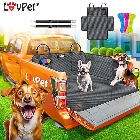 LOVPET® Kofferraumschutz Hund gesteppt mit Seiten- und Ladekantenschutz, Universale Kofferraum-Schutzmatte für Hunde