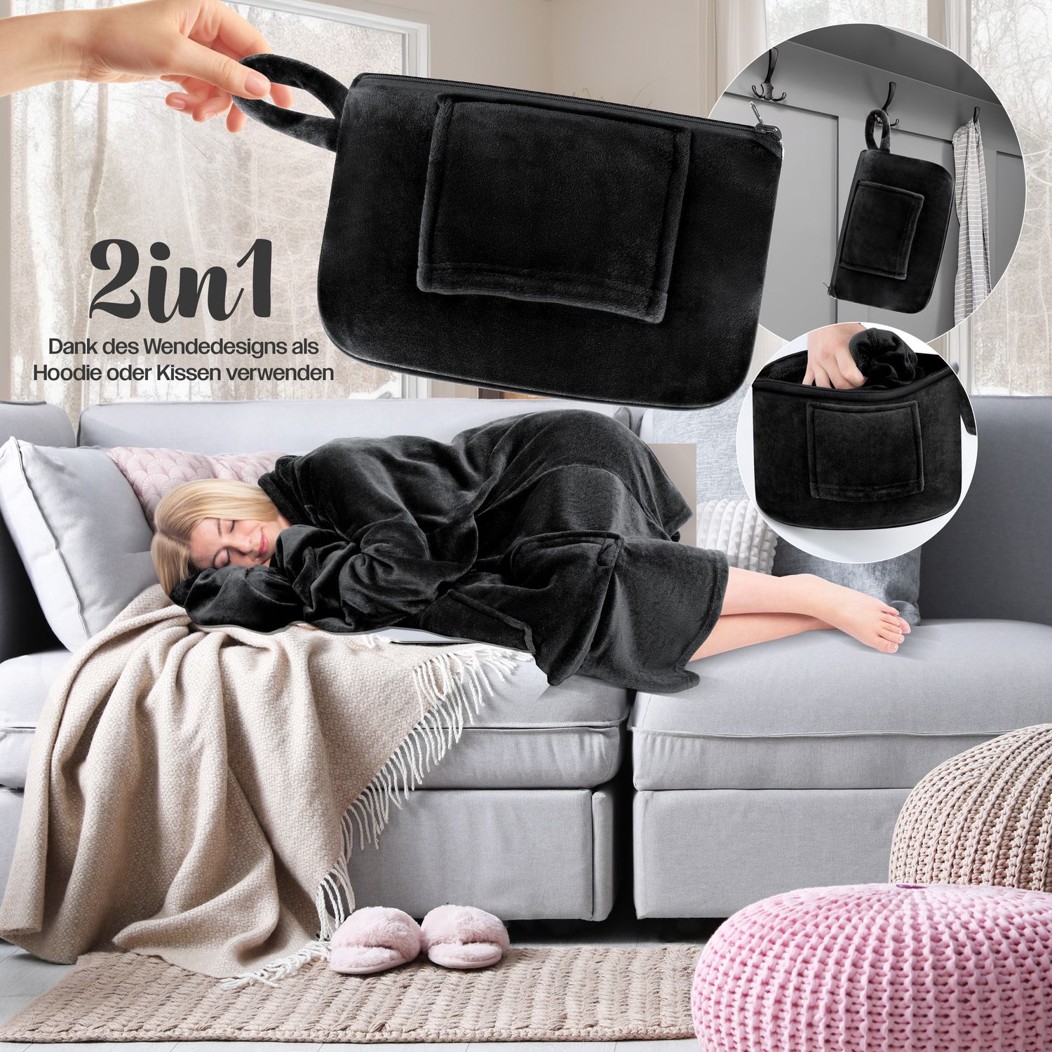 Sienna Hoodie Decke Mit Ärmeln, Kuschelig Warm, Oversize Für Damen & Herren – Perfekt Zum Lounge, Camping Oder Reisen