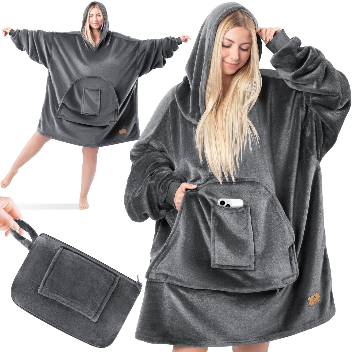 KESSER&reg; Hoodie Decke Kuscheldecke mit &Auml;rmeln Deckenpullover Vielseitig&nbsp;Tragbare Decke zum Anziehen f&uuml;r Damen & Herren, Sweatshirt Warm Kuschelpullover Erwachsene weich &Auml;rmeldecke Oversize - Bild 1