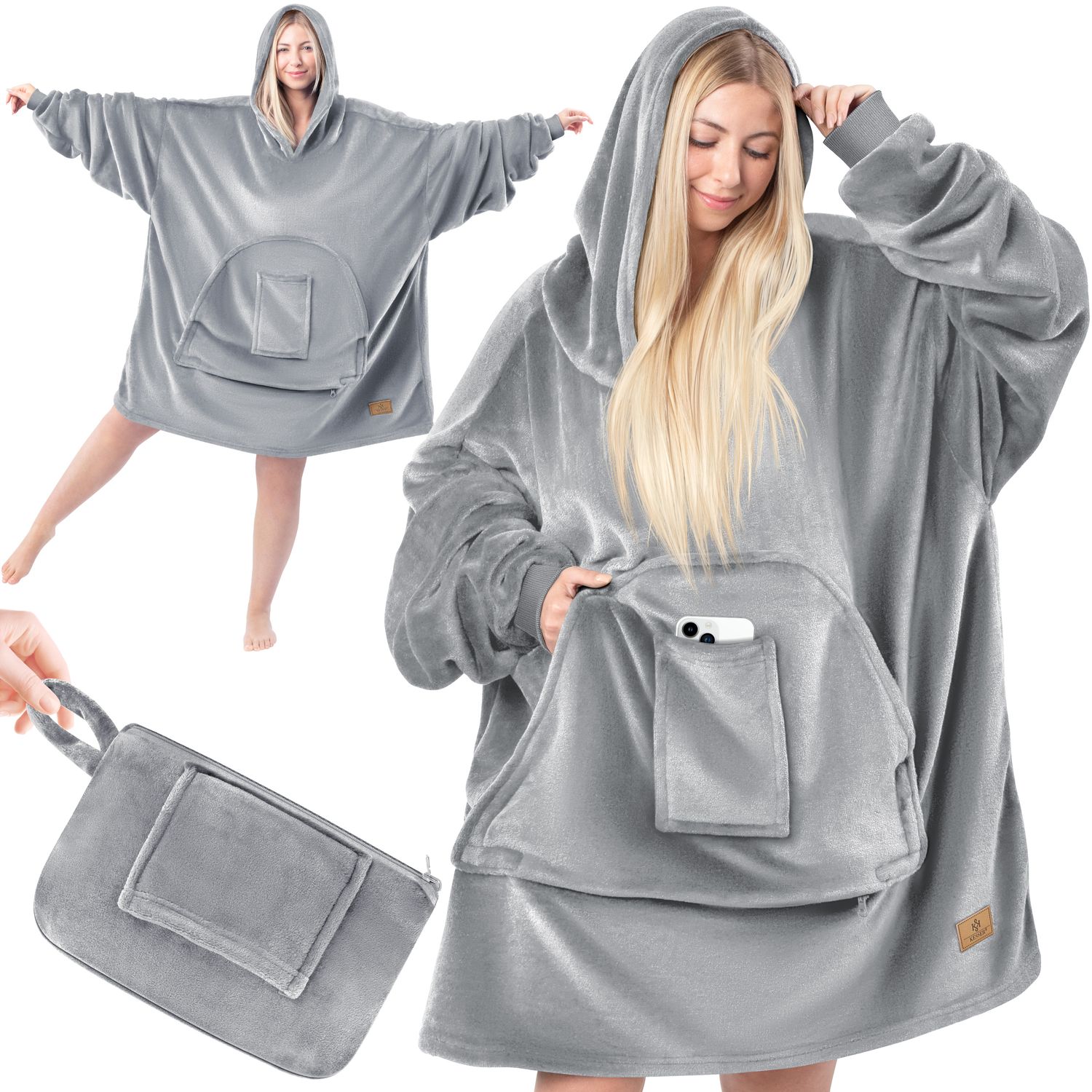 KESSER&reg; Hoodie Decke Kuscheldecke mit &Auml;rmeln Deckenpullover Vielseitig&nbsp;Tragbare Decke zum Anziehen f&uuml;r Damen & Herren, Sweatshirt Warm Kuschelpullover Erwachsene weich &Auml;rmeldecke Oversize - Bild 1