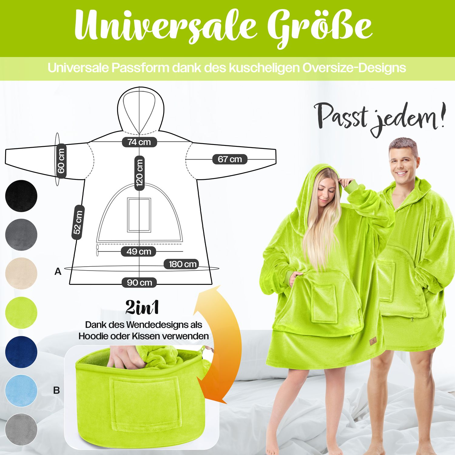 KESSER® Hoodie Decke Kuscheldecke mit Ärmeln Deckenpullover