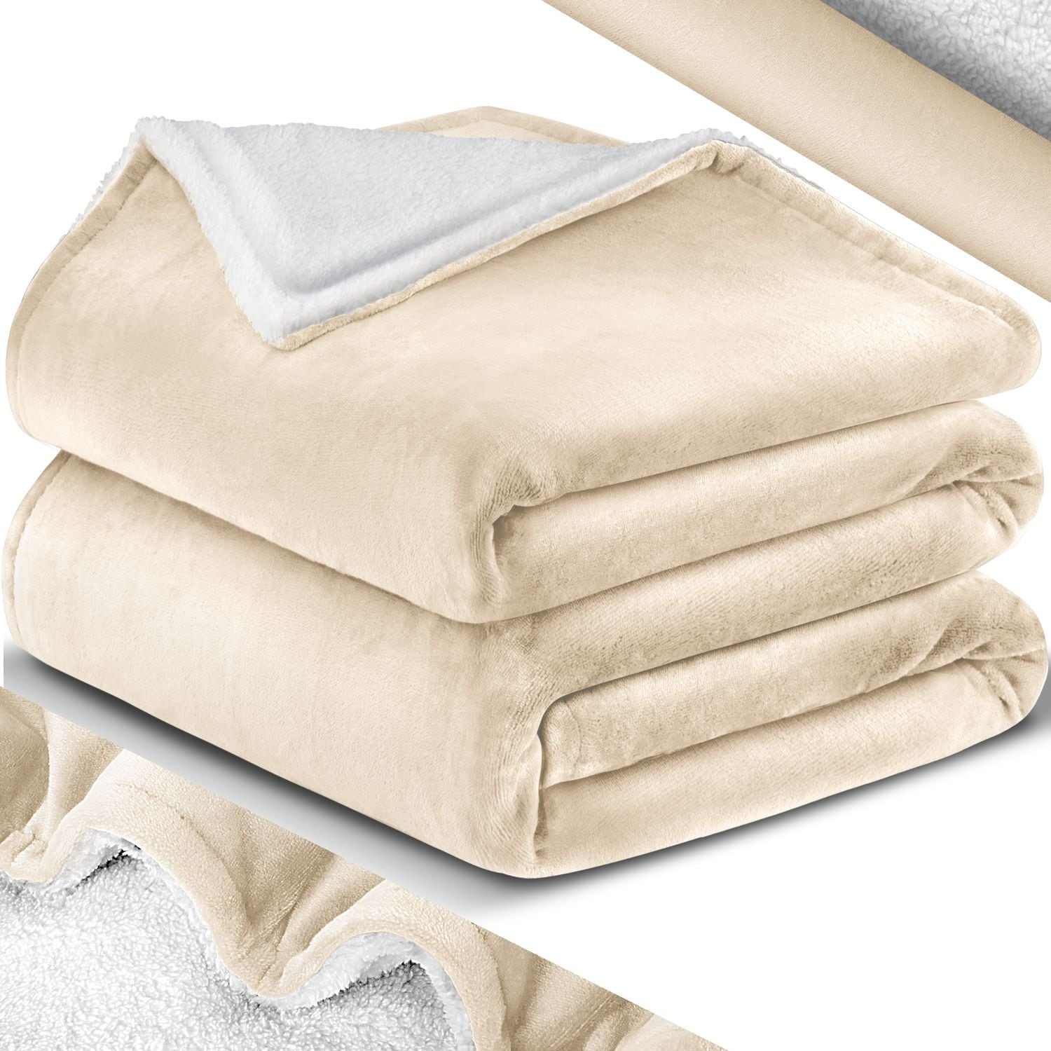 KESSER&reg; Kuscheldecke Flauschige Sherpa Extra Weich & Warm Wohndecke Flanell Fleecedecke, Falten best&auml;ndig/Anti-verf&auml;rben als Couchdecke Sofadecke oder Bett&uuml;berwurf - Bild 1