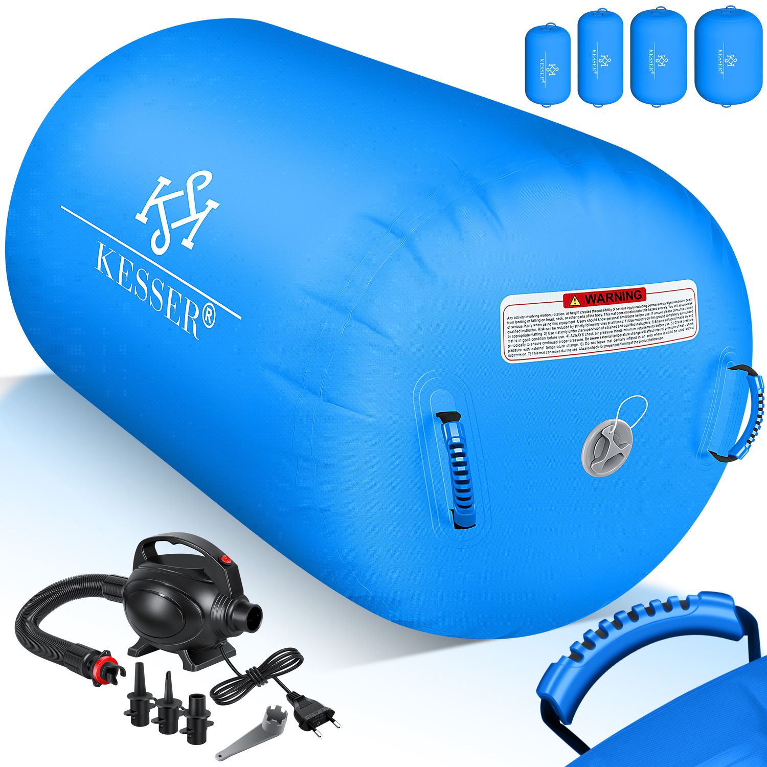 KESSER&reg; Aufblasbare Air Roll Airtrack, Gymnastik-Rolle | inkl. Tragetasche & elektr. Luftpumpe | Barrel Gymnastik Tumbling | Yoga Gymnastik Rolle Gymnastikmatte, Fitnessrolle - Bild 1