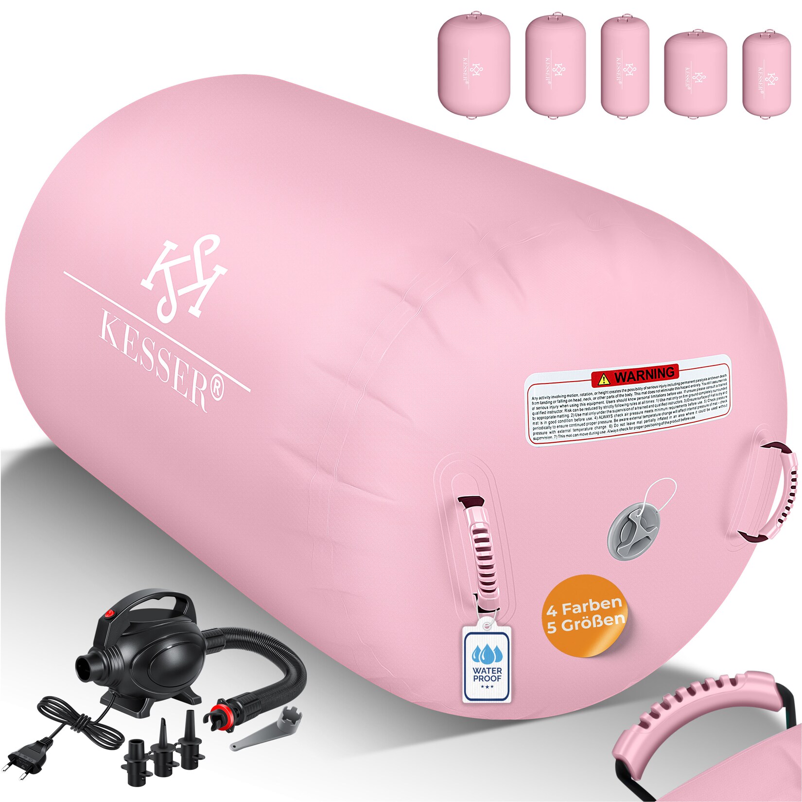 KESSER® Aufblasbare Air Roll Airtrack, Gymnastik-Rolle inkl. Tragetasche & elektr. Luftpumpe Barrel Gymnastik Tumbling Yoga Gymnastik Rolle Gymnastikmatte, Fitnessrolle