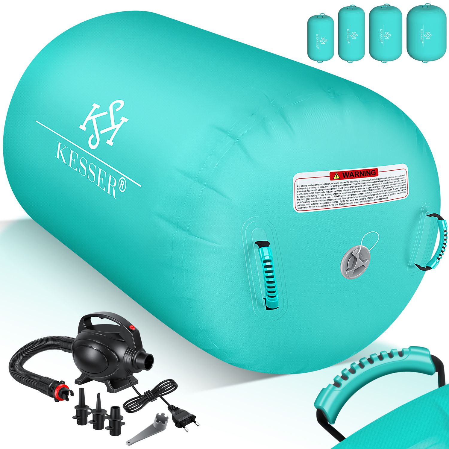 KESSER&reg; Aufblasbare Air Roll Airtrack, Gymnastik-Rolle | inkl. Tragetasche & elektr. Luftpumpe | Barrel Gymnastik Tumbling | Yoga Gymnastik Rolle Gymnastikmatte, Fitnessrolle - Bild 1