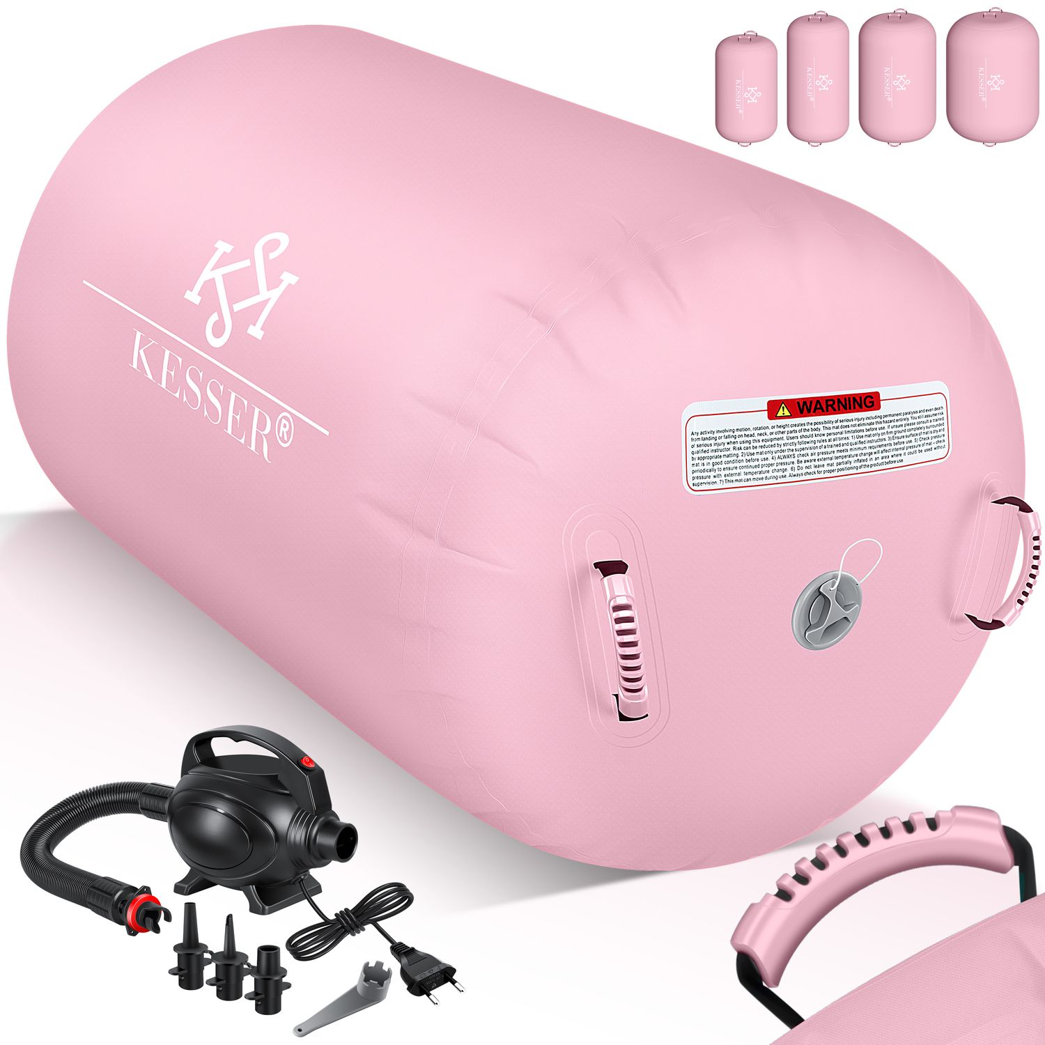 KESSER&reg; Aufblasbare Air Roll Airtrack, Gymnastik-Rolle | inkl. Tragetasche & elektr. Luftpumpe | Barrel Gymnastik Tumbling | Yoga Gymnastik Rolle Gymnastikmatte, Fitnessrolle - Bild 1