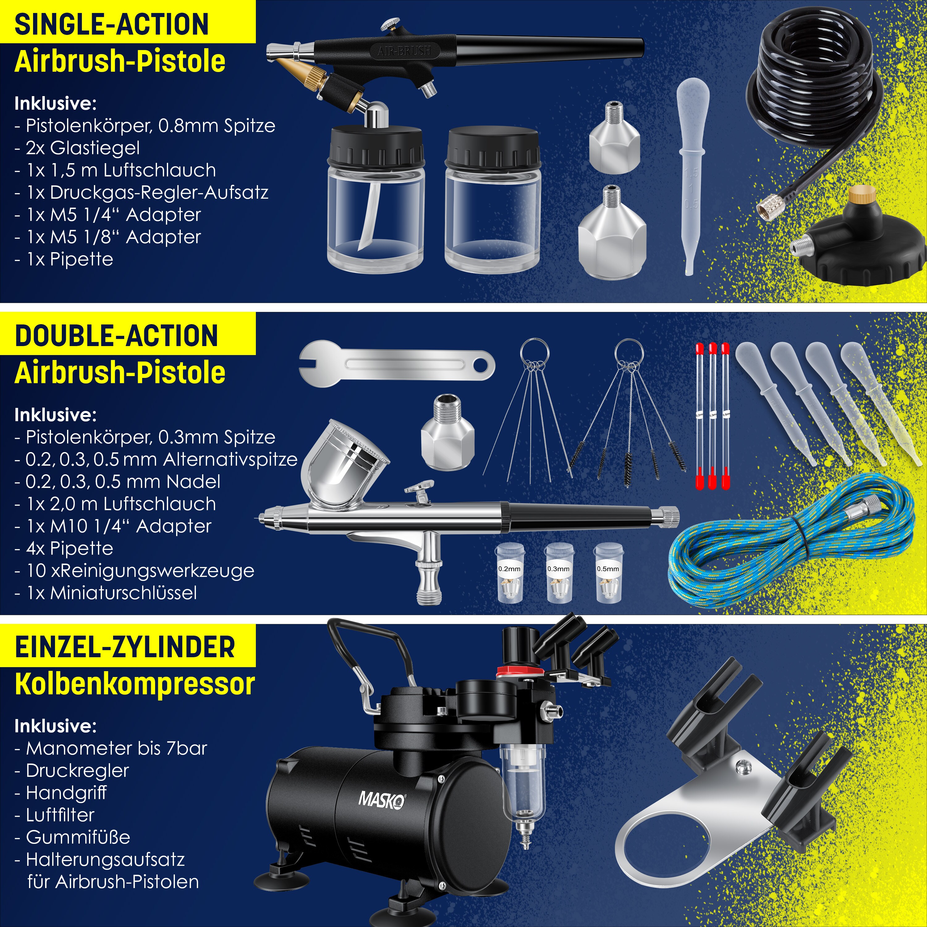 Airbrush Set Mit Kompressor – Kabellos, Wiederaufladbar, 3 Geschwindigkeitsstufen, 0,3 Mm Düse, Für Make-up & Basteln