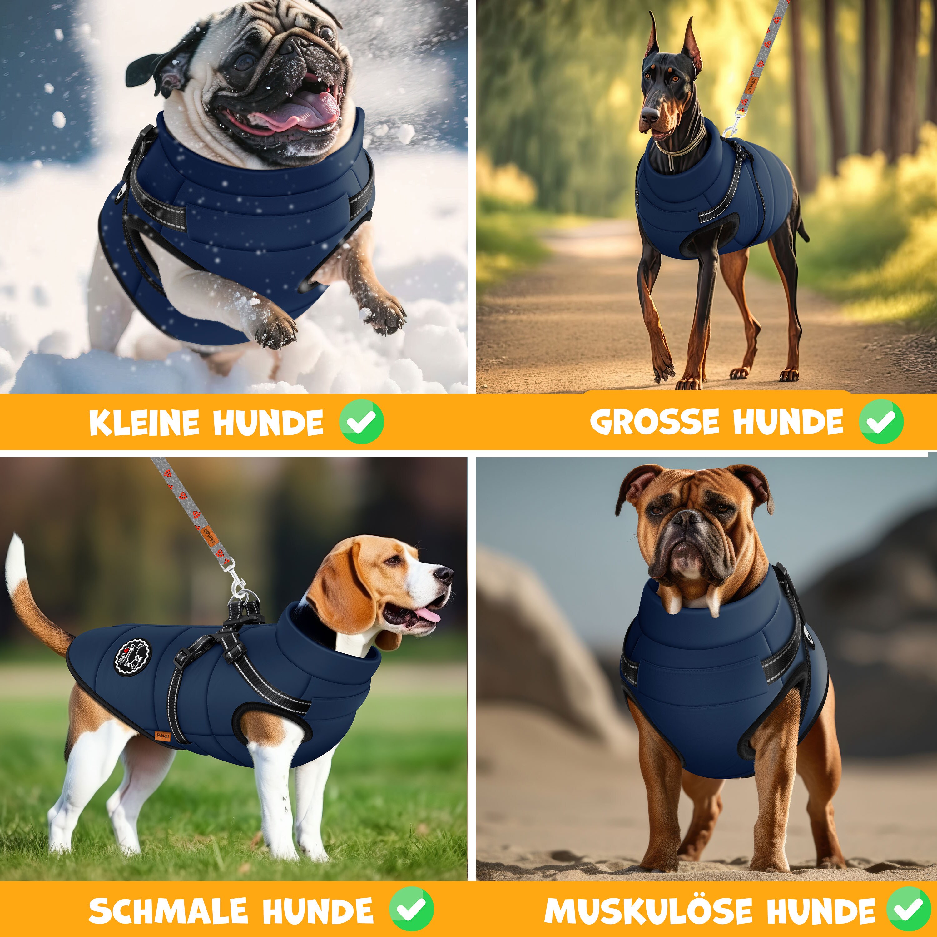 Gyuzh Hundemantel Mit Integriertem Geschirr – Wasserdicht, Reflektierend, Für Kleine Bis Große Hunde – Winterjacke Mit Verstellbaren Trägern