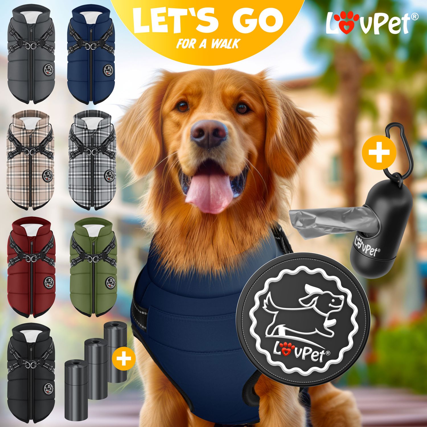 Gyuzh Hundemantel Mit Integriertem Geschirr – Wasserdicht, Reflektierend, Für Kleine Bis Große Hunde – Winterjacke Mit Verstellbaren Trägern