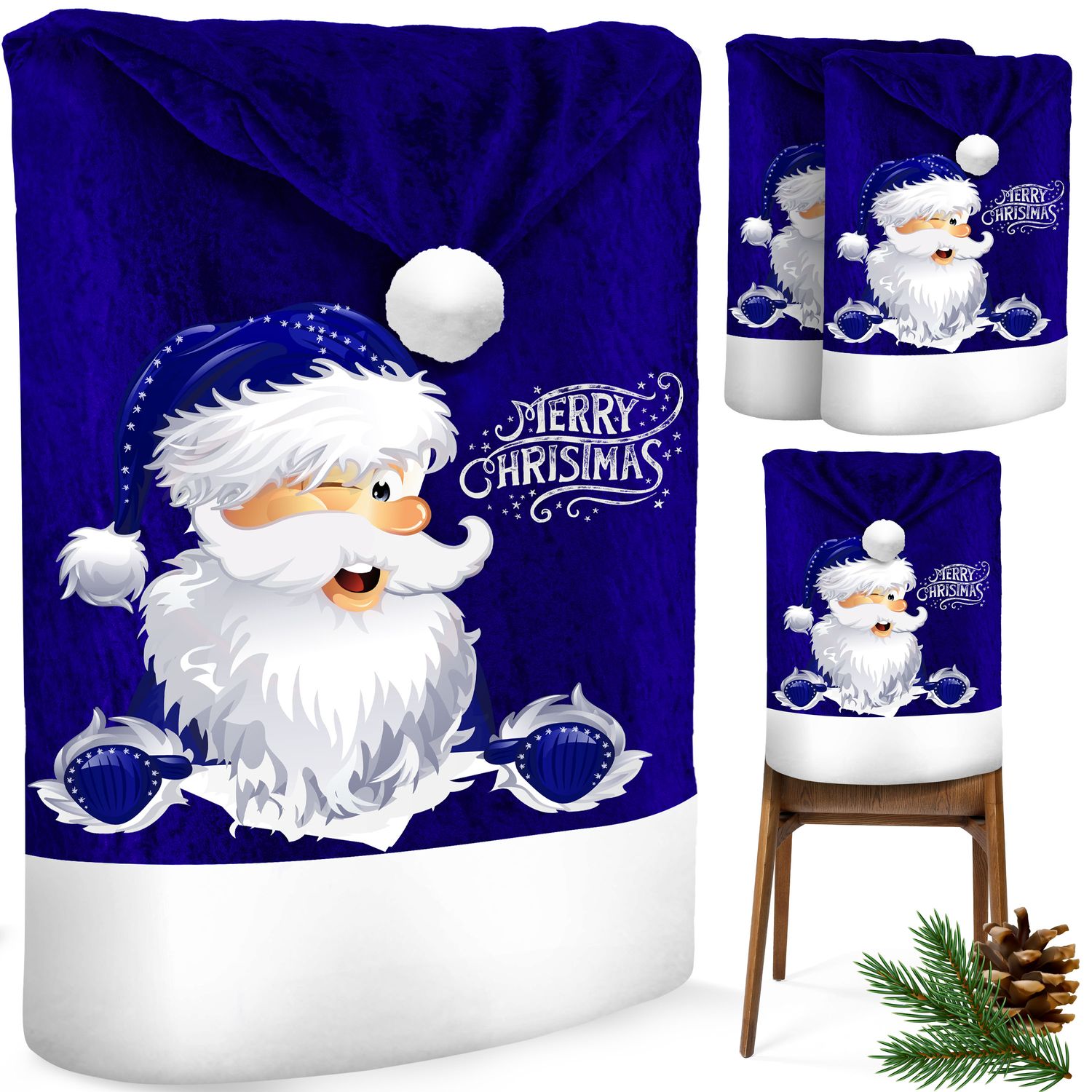 KESSER&reg; Premium Weihnachtsstuhl&uuml;berzug Set Stuhlhussen f&uuml;r Weihnachten Nikolausm&uuml;tze Stuhlbezug Husse Weihnachtsdeko f&uuml;r St&uuml;hle &Uuml;berzieher - Stuhlabdeckung im weihnachtlichen Design - Bild 1