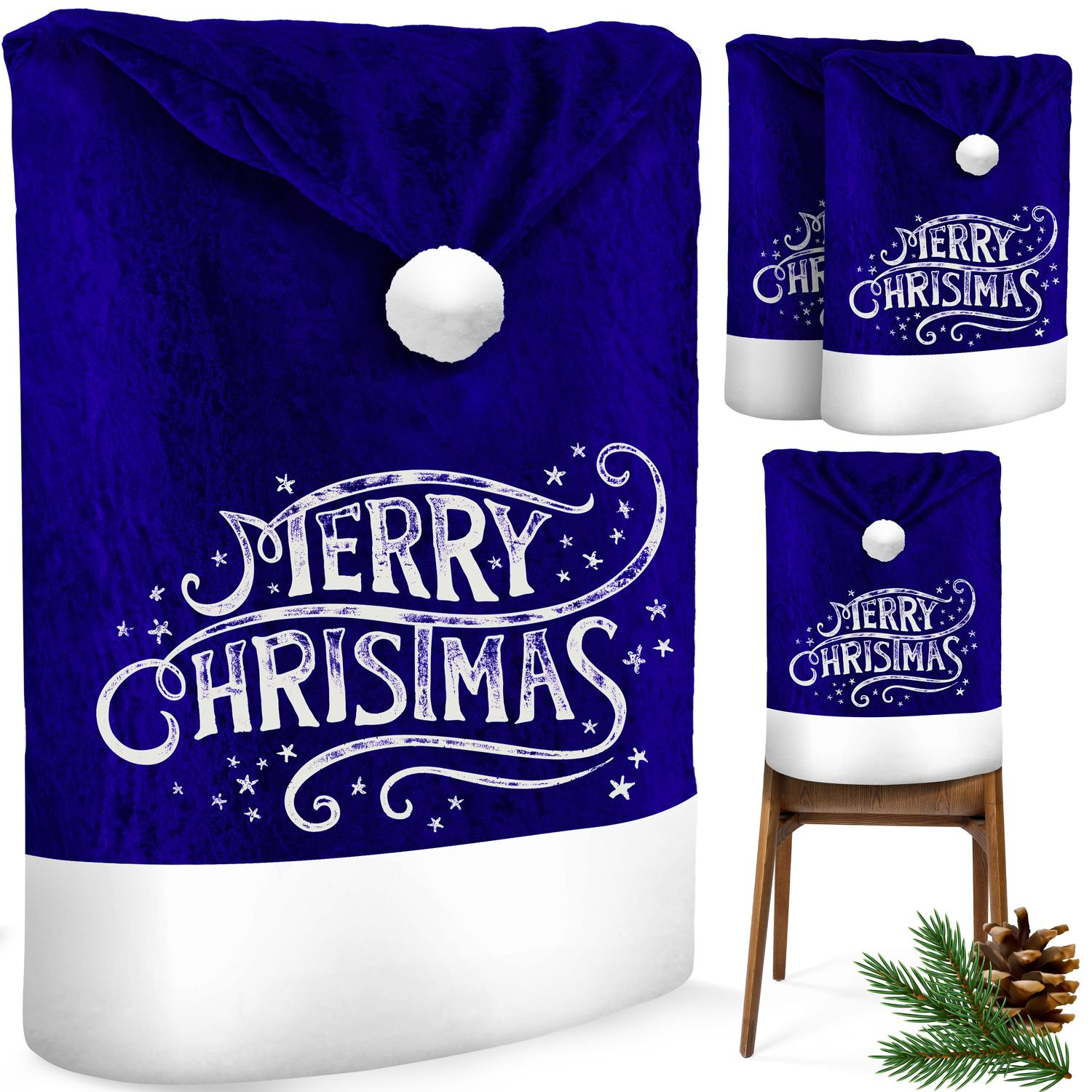 KESSER&reg; Premium Weihnachtsstuhl&uuml;berzug Set Stuhlhussen f&uuml;r Weihnachten Nikolausm&uuml;tze Stuhlbezug Husse Weihnachtsdeko f&uuml;r St&uuml;hle &Uuml;berzieher - Stuhlabdeckung im weihnachtlichen Design - Bild 1