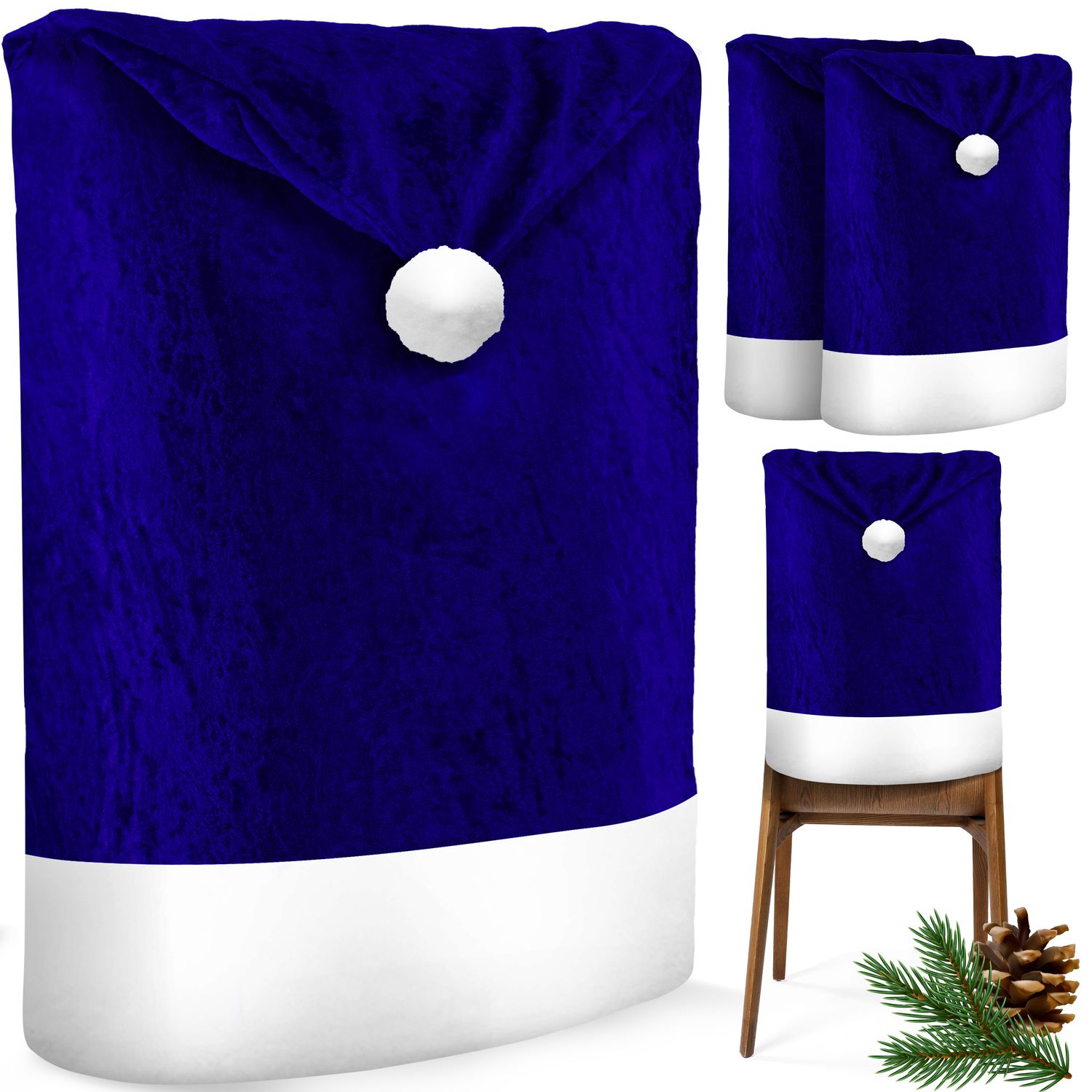 KESSER&reg; Premium Weihnachtsstuhl&uuml;berzug Set Stuhlhussen f&uuml;r Weihnachten Nikolausm&uuml;tze Stuhlbezug Husse Weihnachtsdeko f&uuml;r St&uuml;hle &Uuml;berzieher - Stuhlabdeckung im weihnachtlichen Design - Bild 1