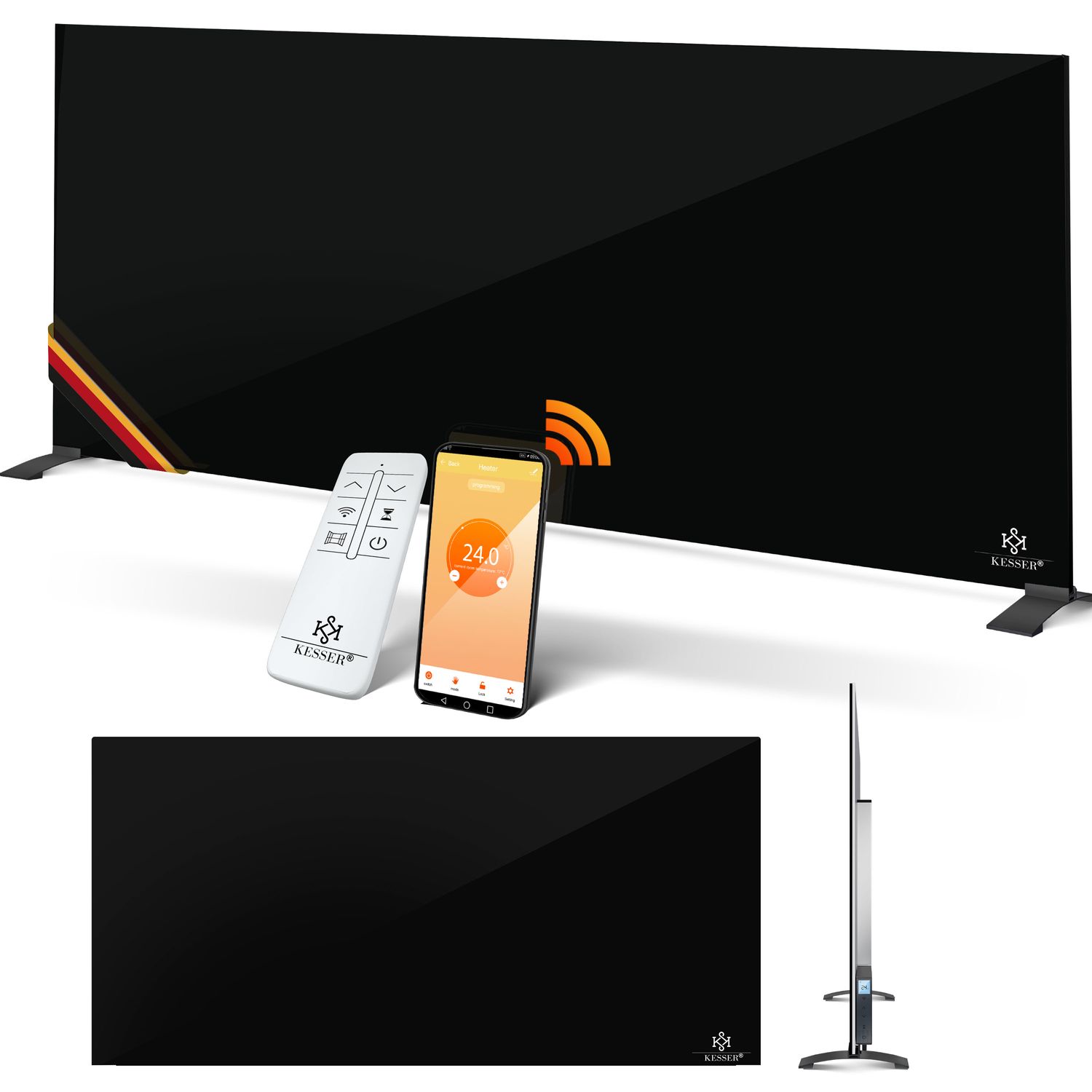 KESSER&reg; Infrarotheizung Aluminiumheizung Energiesparend 2in1 Standger&auml;t & Wandmontage Elektroheizung mit Erkennung Offener Fenster + Fernbedienung & App-Steuerung Thermostat Infrarot Heizpaneel - Bild 1