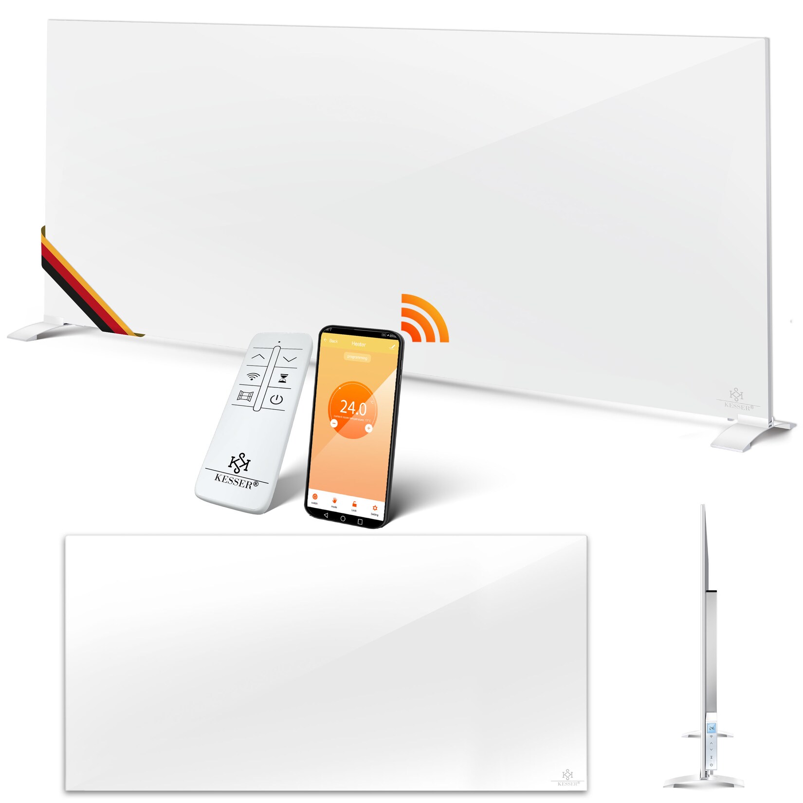 KESSER® Infrarotheizung Aluminiumheizung Energiesparend 2in1 Standgerät & Wandmontage Elektroheizung mit Erkennung Offener Fenster + Fernbedienung & App-Steuerung Thermostat Infrarot Heizpaneel