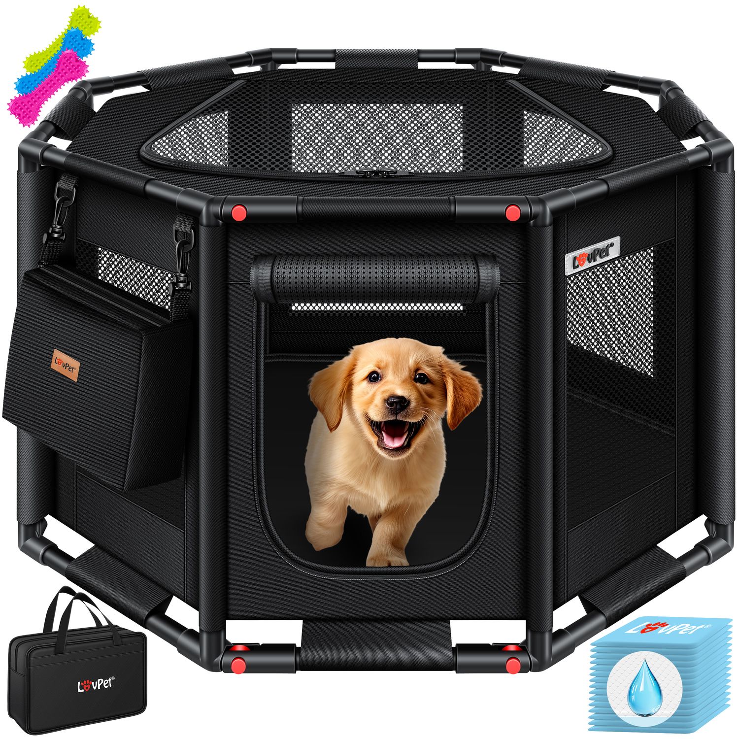 LOVPET&reg; Welpenlaufstall f&uuml;r drinnen & drau&szlig;en Welpenauslauf Hundek&auml;fig Oxford-Gewebe | Tierlaufstall f&uuml;r Kleintiere Hunde Katzen | Hundelaufstall Freigehege Rahmen aus PVC-Rohren - Bild 1