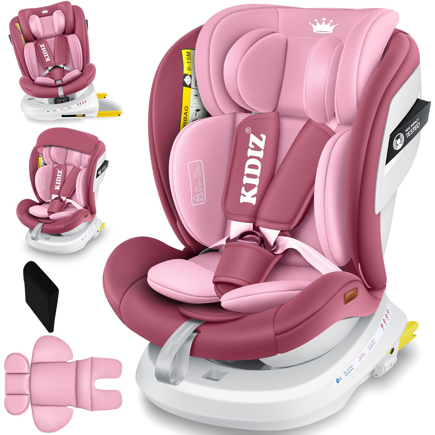 KIDIZ&reg; Kindersitz Autositz Kinderautositz Baby Isofix Top Tether 360&deg; drehbar i-Size Gruppe 0/1/2/3 ab Geburt -12 Jahre + Sonnenschutzdach Seitenschutz 5 Punkt Gurt Kopfst&uuml;tzenverstellung ECE R129 - Bild 1