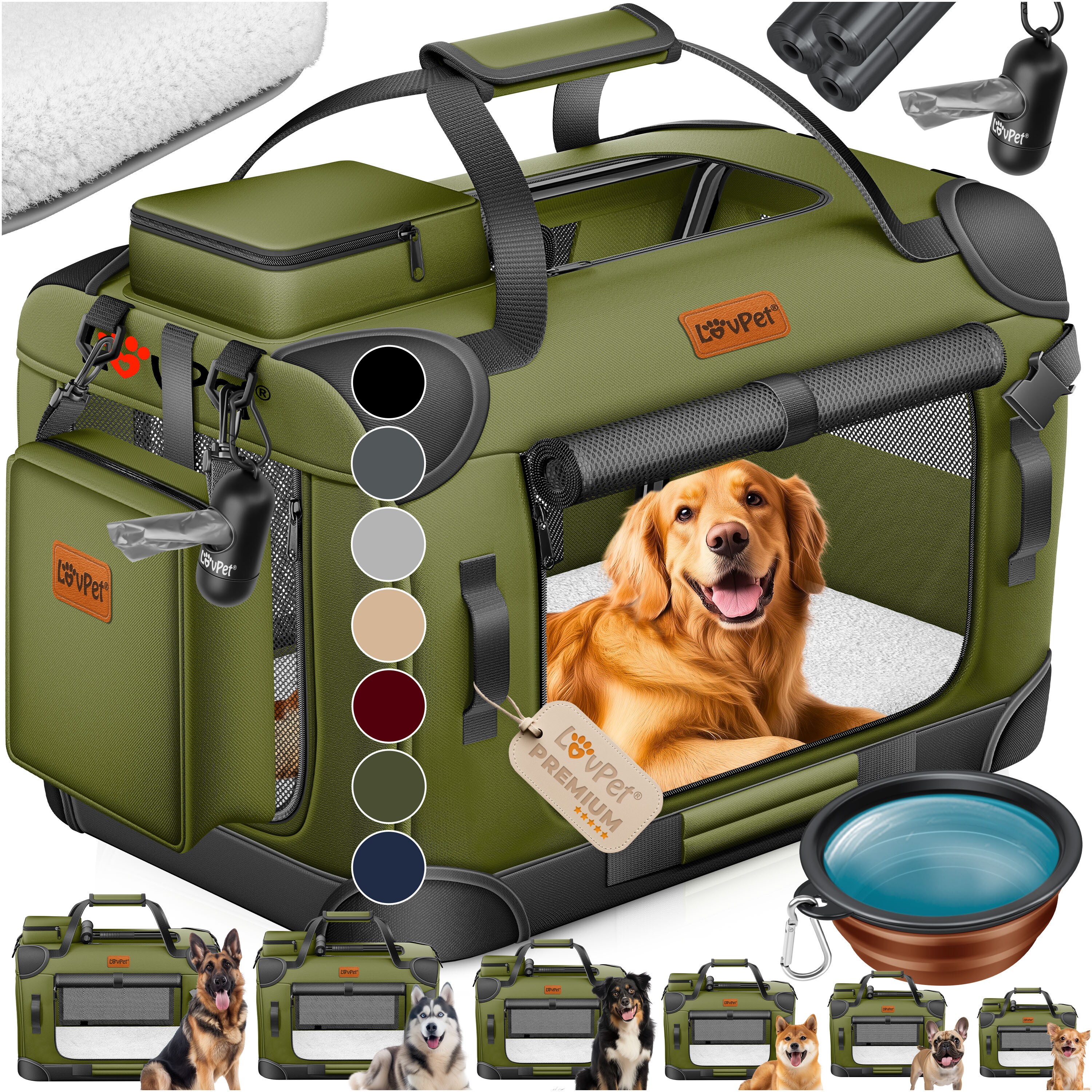 LOVPET&reg; Hundebox Hundetransportbox faltbar Inkl.Hundenapf Transporttasche Hundetasche Transportbox f&uuml;r Haustiere, Hunde und Katzen Haustiertransportbox - Bild 1