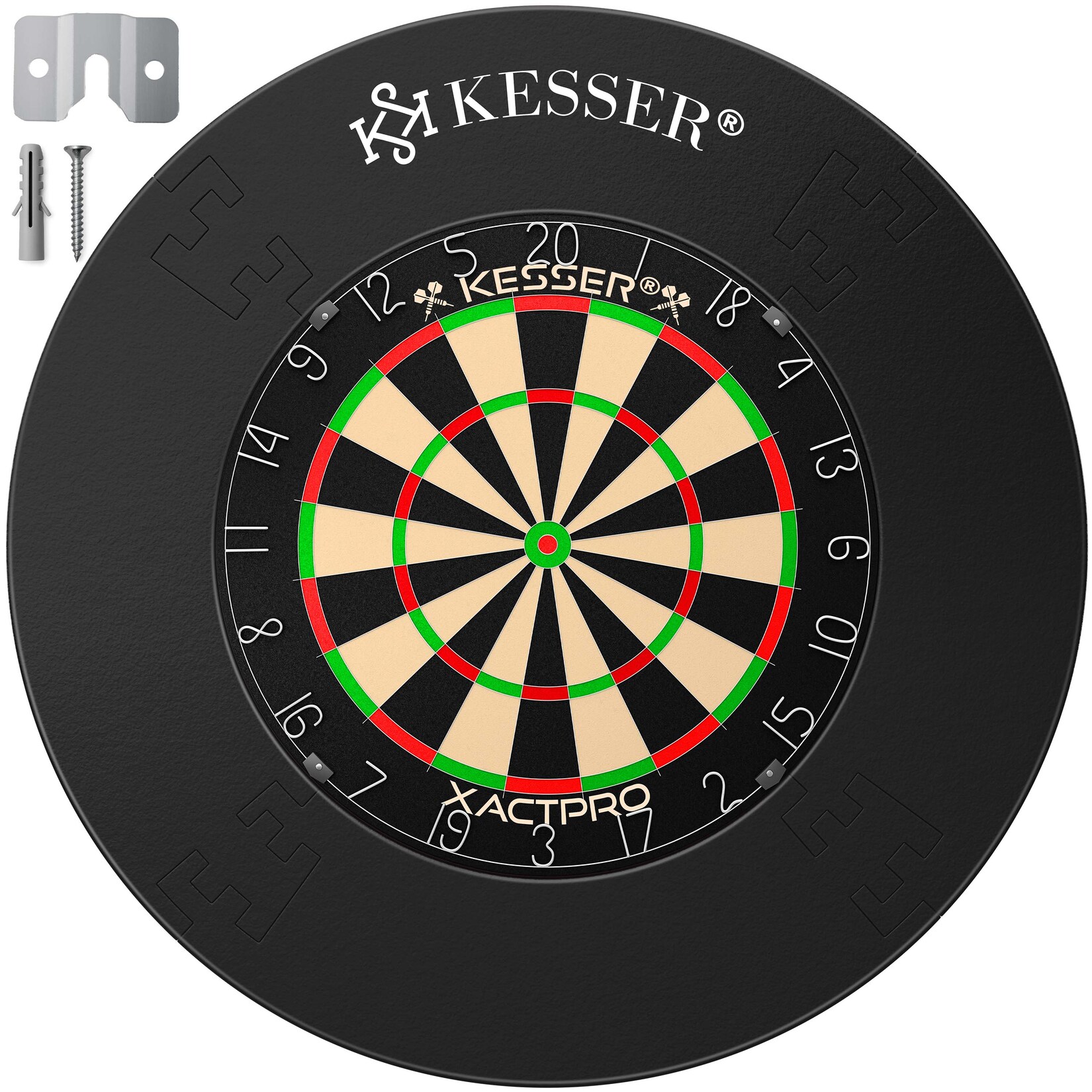 KESSER® Dartscheibe Sisal Professional Dartboard + Zubehör Steeldart Offizielles Dartscheibe Profi Steeldartscheibe - Dartboard inkl. Montageset