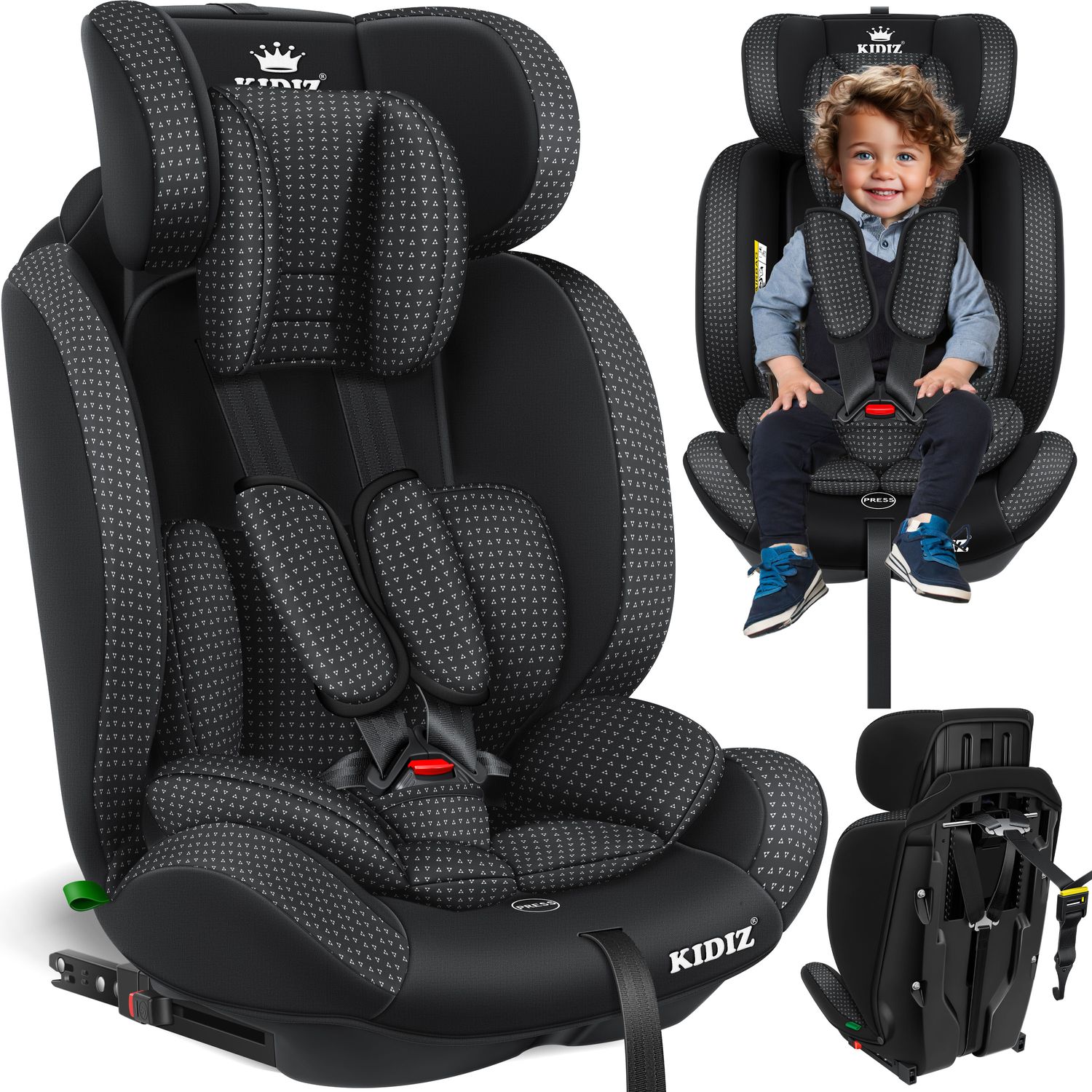 KIDIZ&reg; Autokindersitz Triangle Premium Kindersitz mit Isofix Kinderautositz | Autositz Sitzschale | 9 kg - 36 kg 1-12 Jahre | Gruppe 1/2/3 | universal | zugelassen nach ECE R129/03 - Bild 1