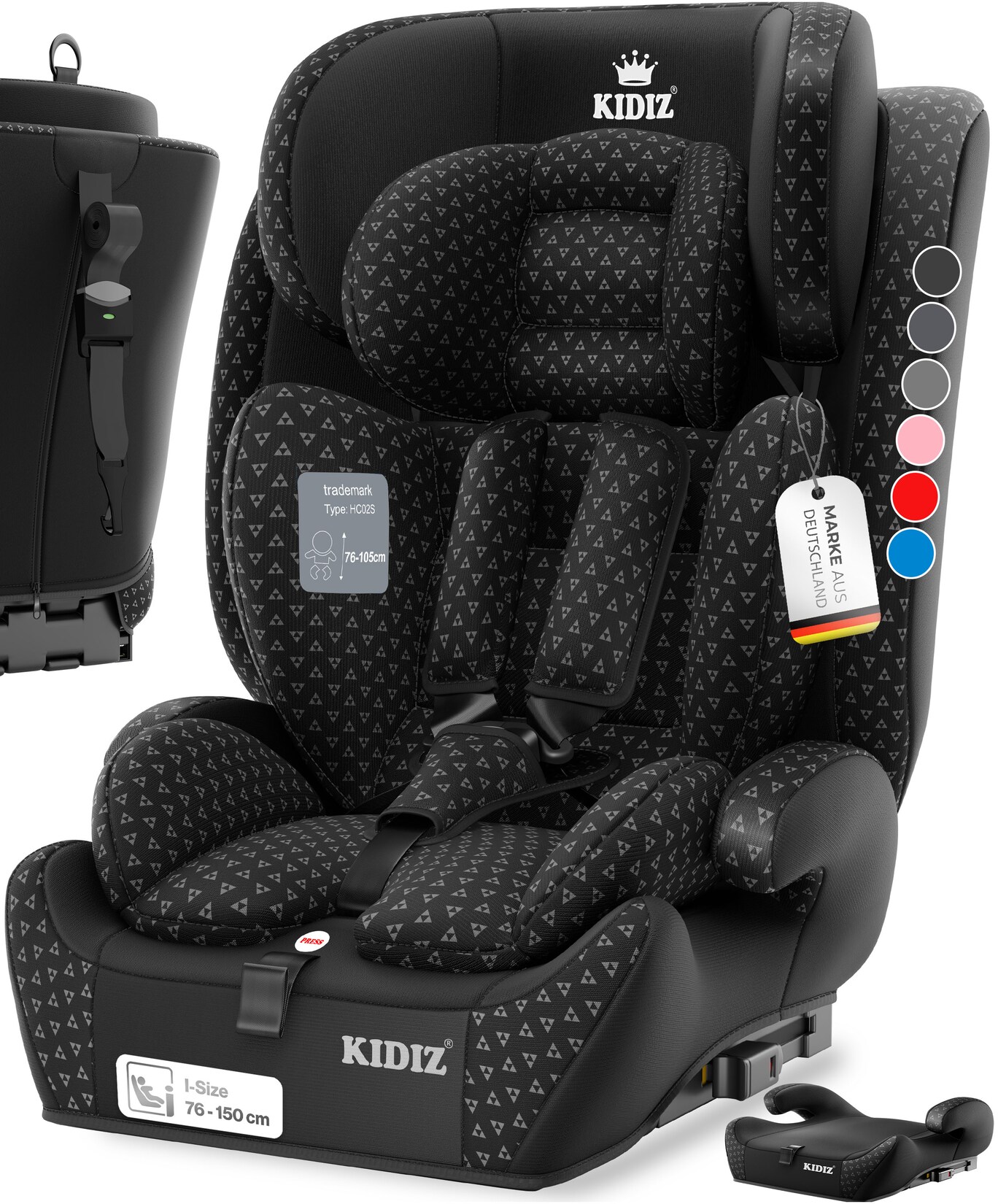 KIDIZ® Autokindersitz Triangle Premium Kindersitz mit Isofix Kinderautositz Autositz Sitzschale 9 kg - 36 kg 1-12 Jahre Gruppe 1/2/3 universal zugelassen nach ECE R129/03