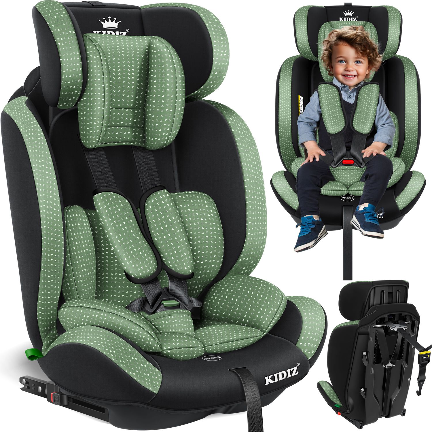 KIDIZ&reg; Autokindersitz Triangle Premium Kindersitz mit Isofix Kinderautositz | Autositz Sitzschale | 9 kg - 36 kg 1-12 Jahre | Gruppe 1/2/3 | universal | zugelassen nach ECE R129/03 - Bild 1