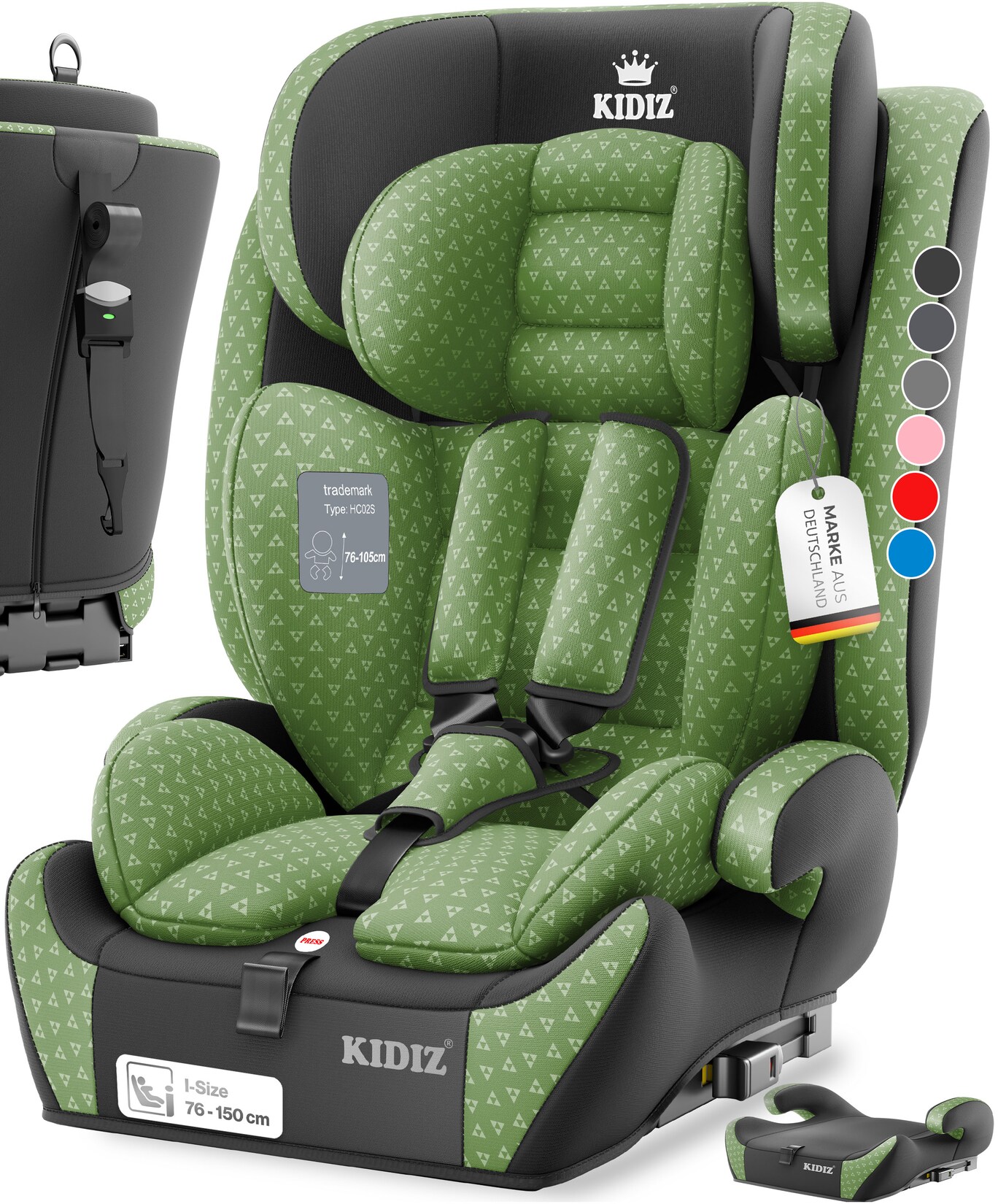 KIDIZ® Autokindersitz Triangle Premium Kindersitz mit Isofix Kinderautositz Autositz Sitzschale 9 kg - 36 kg 1-12 Jahre Gruppe 1/2/3 universal zugelassen nach ECE R129/03