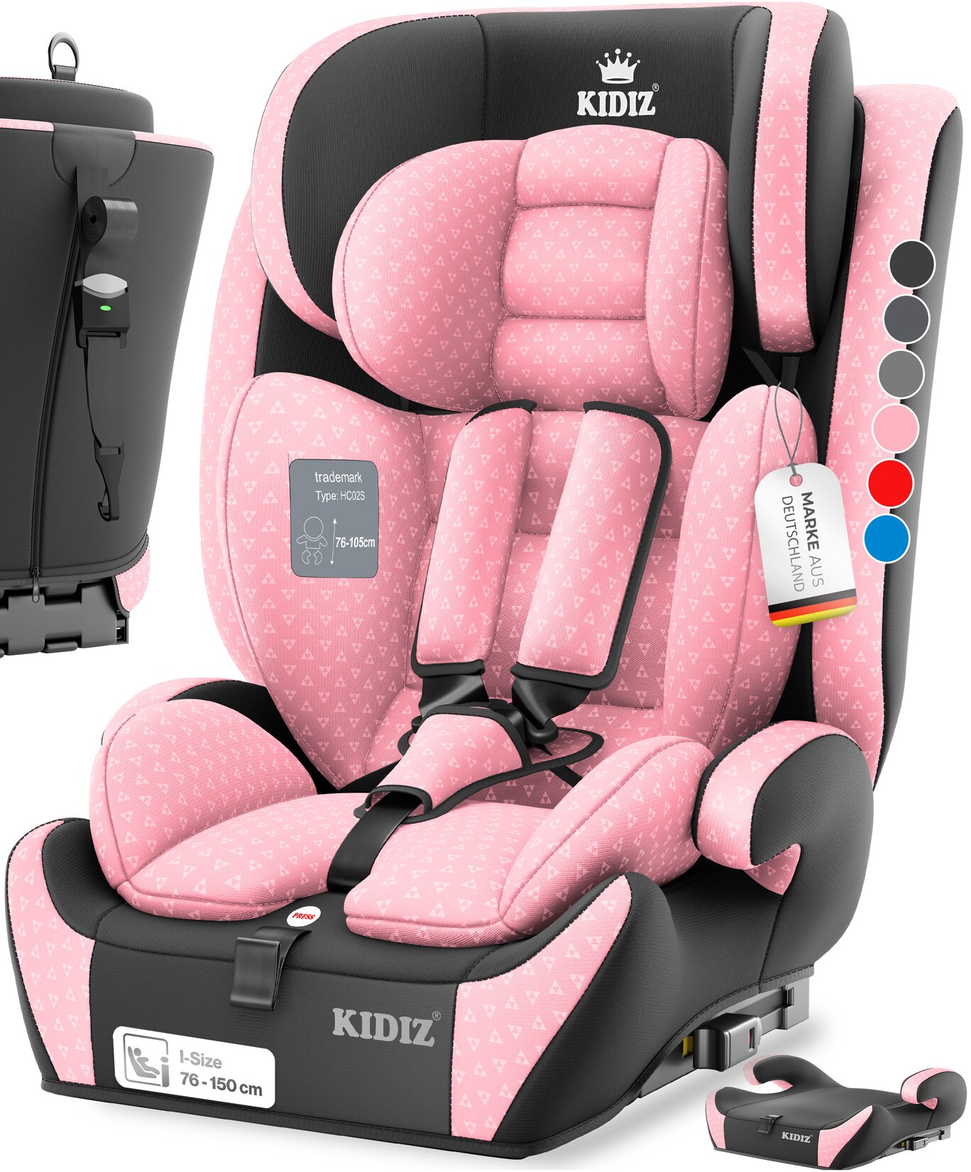 KIDIZ® Autokindersitz Triangle Premium Kindersitz mit Isofix Kinderautositz Autositz Sitzschale 9 kg - 36 kg 1-12 Jahre Gruppe 1/2/3 universal zugelassen nach ECE R129/03