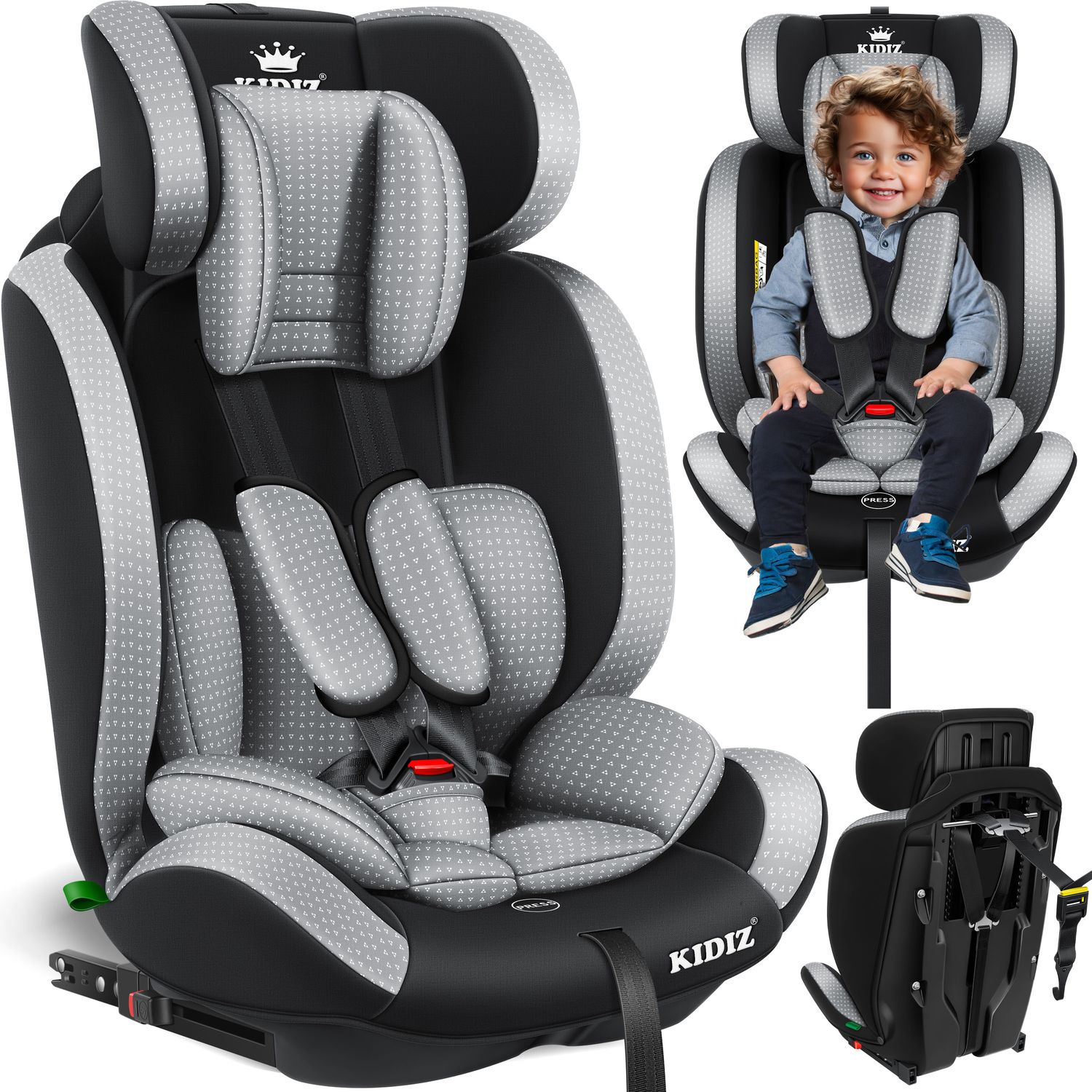 KIDIZ&reg; Autokindersitz Triangle Premium Kindersitz mit Isofix Kinderautositz | Autositz Sitzschale | 9 kg - 36 kg 1-12 Jahre | Gruppe 1/2/3 | universal | zugelassen nach ECE R129/03 - Bild 1