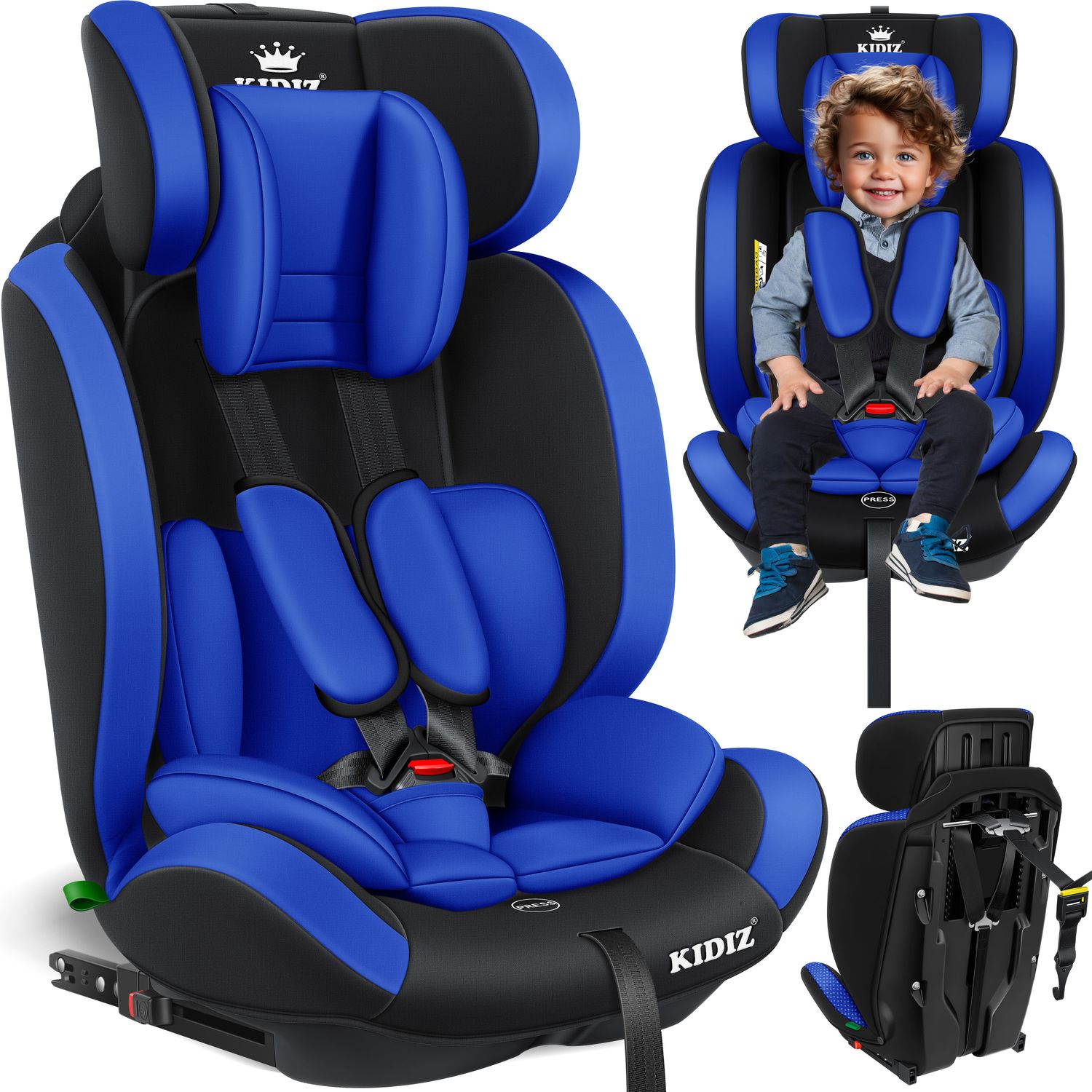 KIDIZ&reg; Autokindersitz Premium Kinderautositz Gruppe 1+2+3, 9-36 kg 5-Punkt-Sicherheitsgurt, Autositz, Kindersitz, Einstellbare Kopfst&uuml;tze, Mitwachsende Sitzerh&ouml;hung 1-12 Jahre, Stabil und Sicher - Bild 1