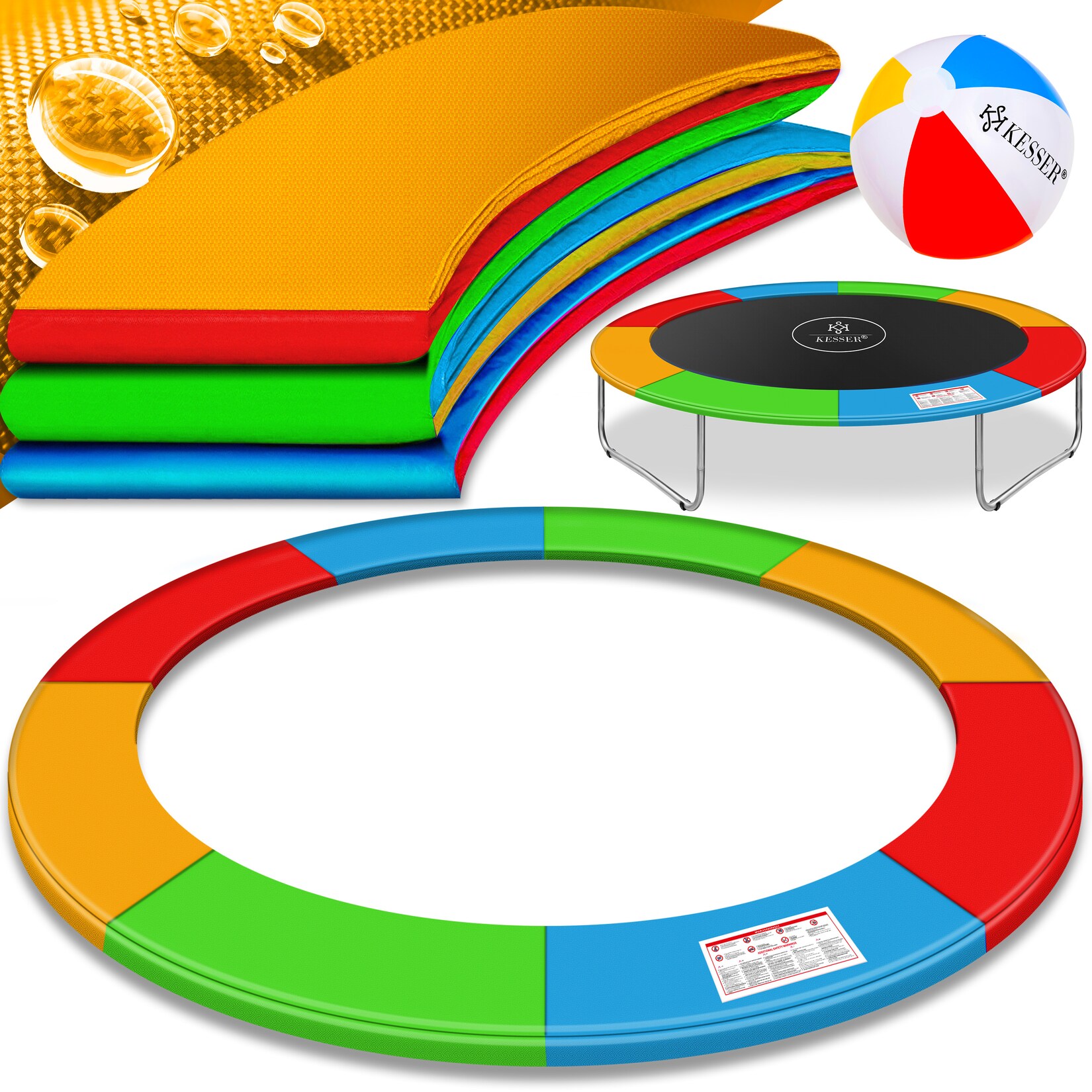 KESSER® - Trampolin Randabdeckung Ø 244 , 305 , 366 , 426 cm , 30cm breit 100% UV-beständig reißfest Federabdeckung , Grün , Blau