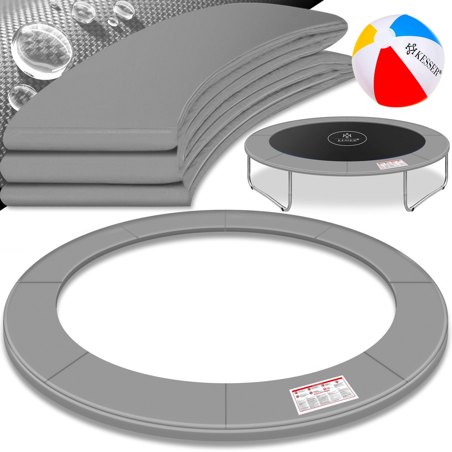 KESSER&reg; - Trampolin Randabdeckung &Oslash; 244 , 305 , 366 , 426 cm , 30cm breit 100% UV-best&auml;ndig rei&szlig;fest Federabdeckung , Gr&uuml;n , Blau - Bild 1