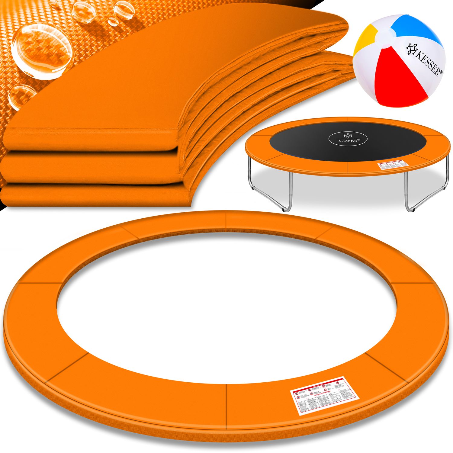 KESSER&reg; - Trampolin Randabdeckung &Oslash; 244 , 305 , 366 , 426 cm , 30cm breit 100% UV-best&auml;ndig rei&szlig;fest Federabdeckung , Gr&uuml;n , Blau - Bild 1