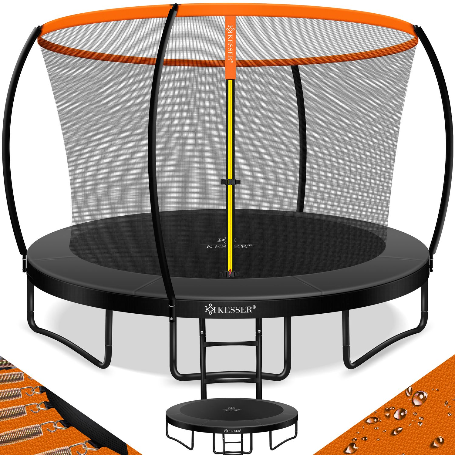 KESSER&reg; Trampolin Gartentrampolin | T&Uuml;V Rheinland GS Zertifiziert | Kindertrampolin bis 150 kg | Komplettset mit Sicherheitsnetz, Leiter, Randabdeckung, Seitentasche & Zubeh&ouml;r - Bild 1