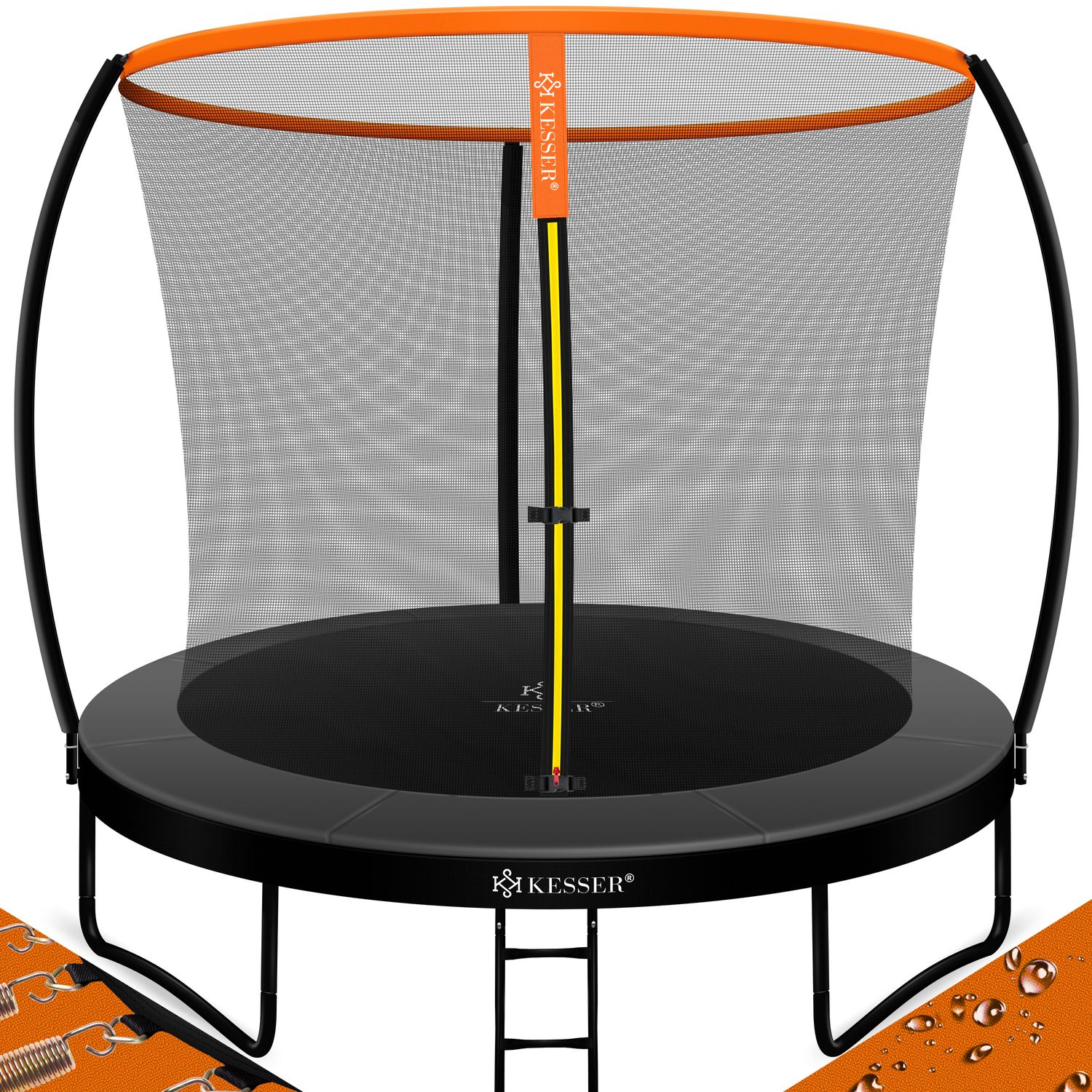 KESSER&reg; Trampolin Gartentrampolin | T&Uuml;V Rheinland GS Zertifiziert | Kindertrampolin bis 150 kg | Komplettset mit Sicherheitsnetz, Leiter, Randabdeckung, Seitentasche & Zubeh&ouml;r - Bild 1