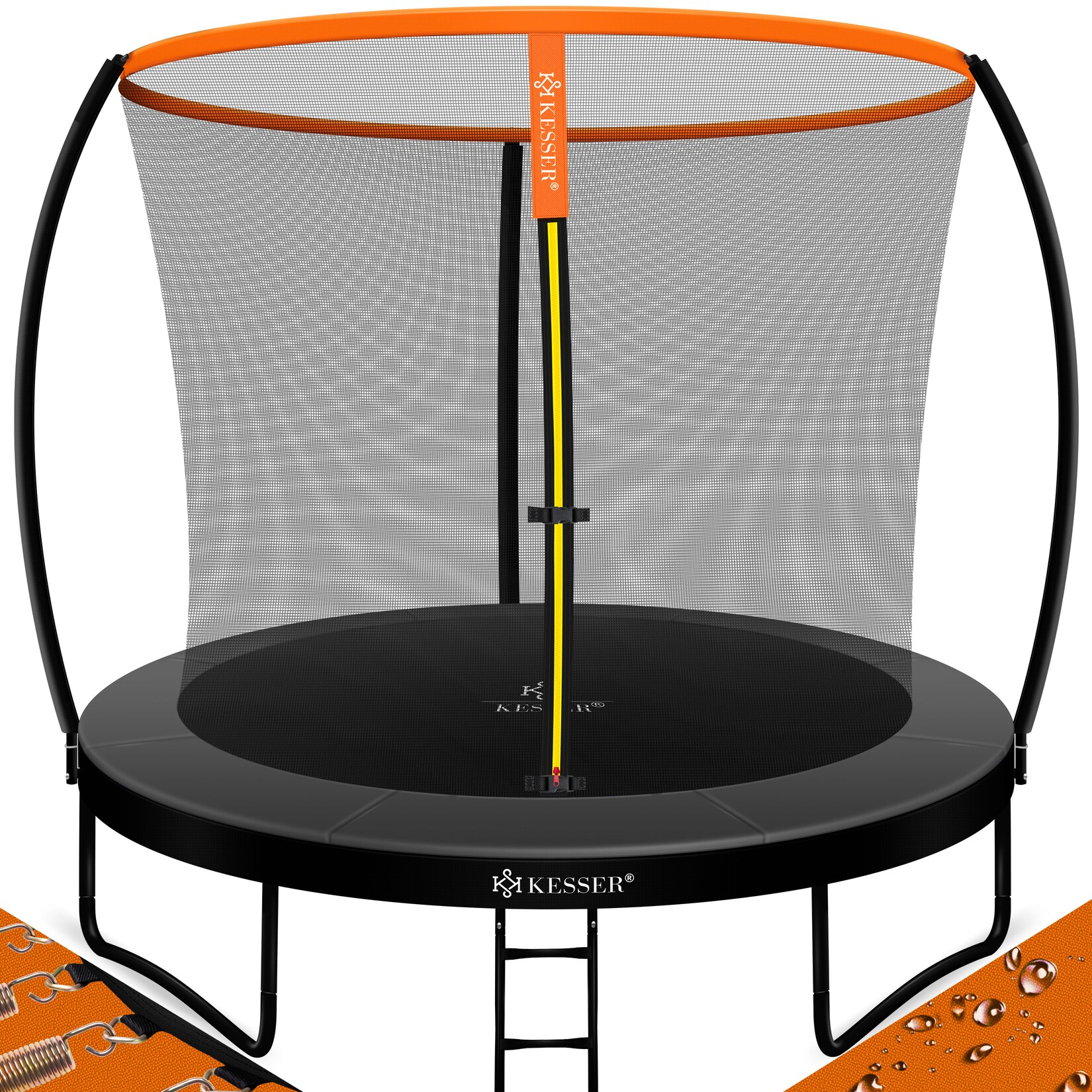 KESSER® Trampolin Gartentrampolin TÜV Rheinland GS Zertifiziert Kindertrampolin bis 150 kg Komplettset mit Sicherheitsnetz, Leiter, …