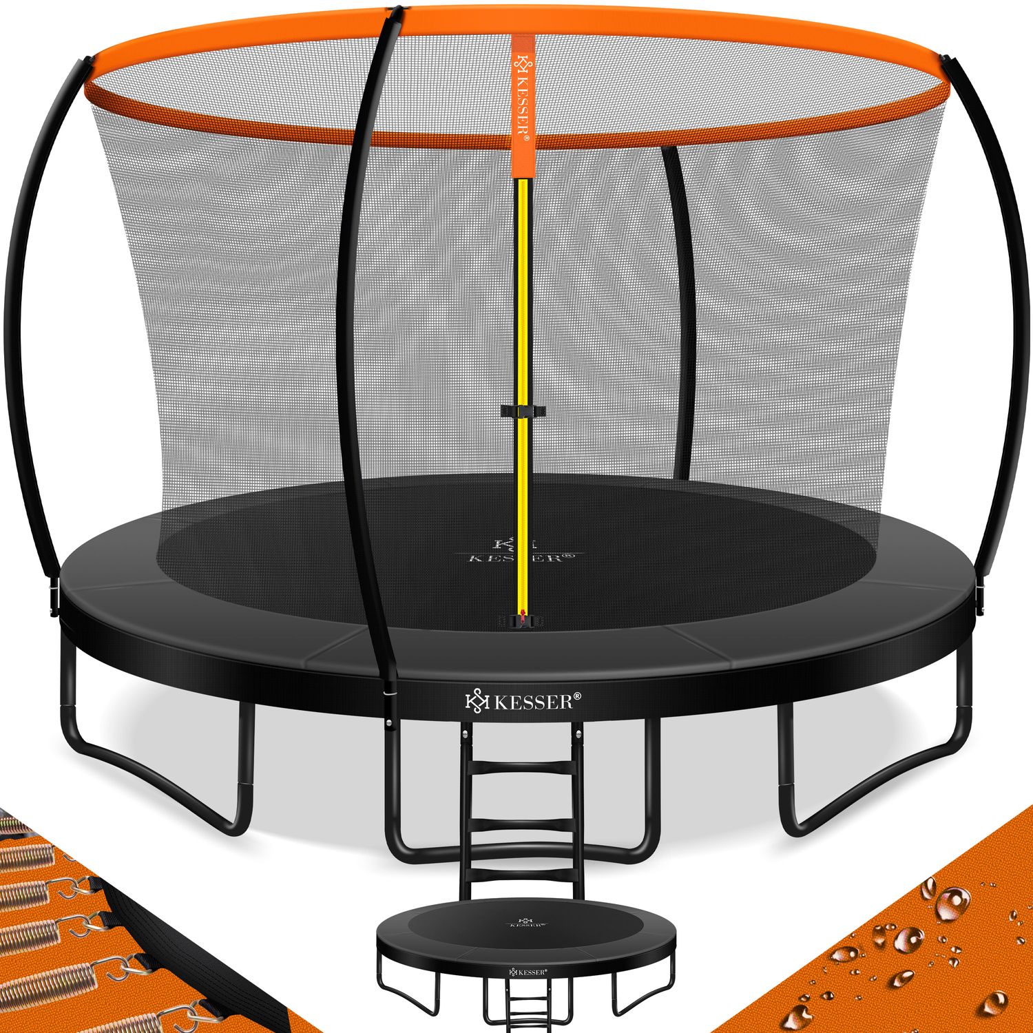 KESSER&reg; Trampolin Gartentrampolin | T&Uuml;V Rheinland GS Zertifiziert | Kindertrampolin bis 150 kg | Komplettset mit Sicherheitsnetz, Leiter, Randabdeckung, Seitentasche & Zubeh&ouml;r - Bild 1