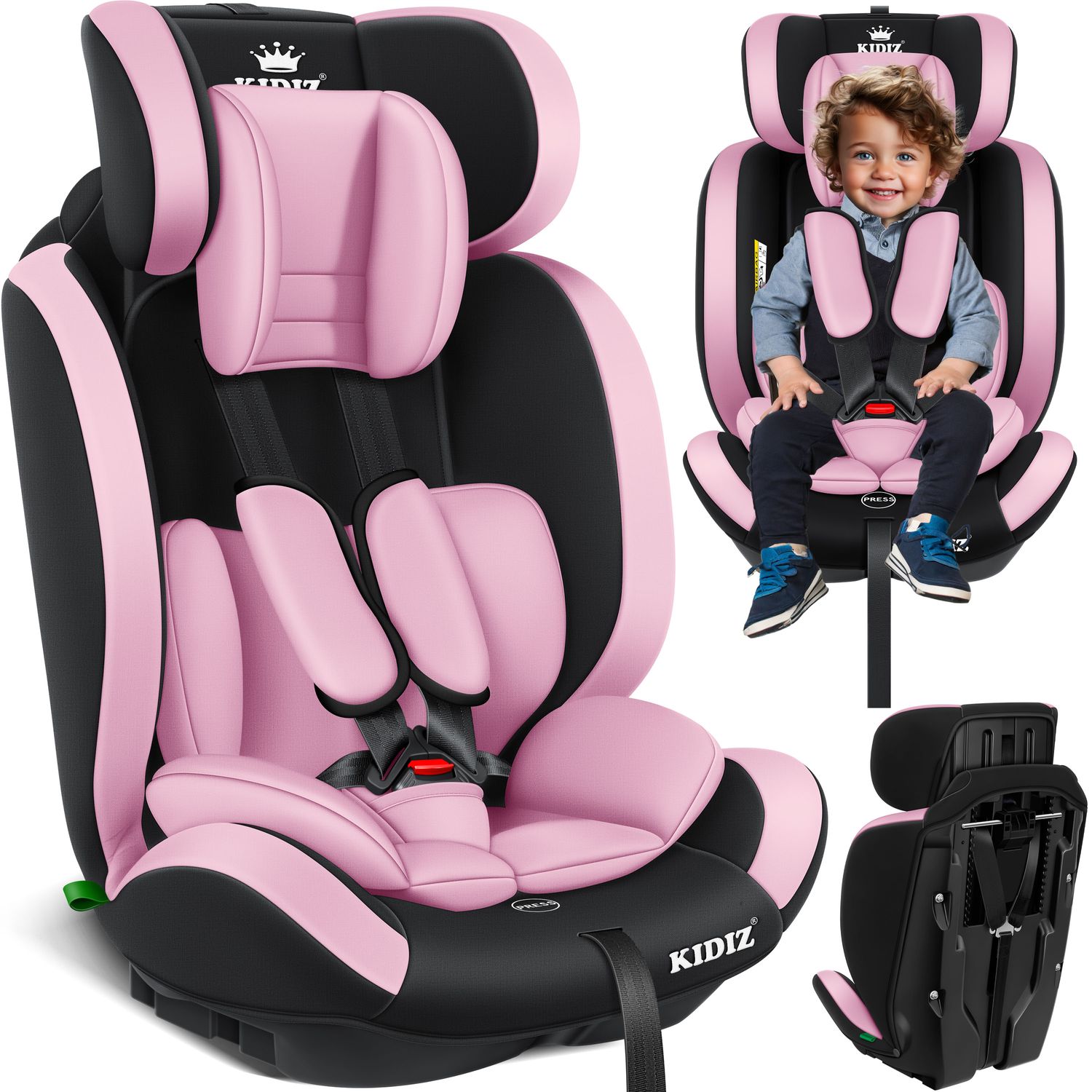 KIDIZ&reg; Autokindersitz Kinderautositz Gruppe 1+2+3 9-36 kg 5-Punkt-Sicherheitsgurt, Autositz, Kindersitz, Einstellbare Kopfst&uuml;tze - Bild 1